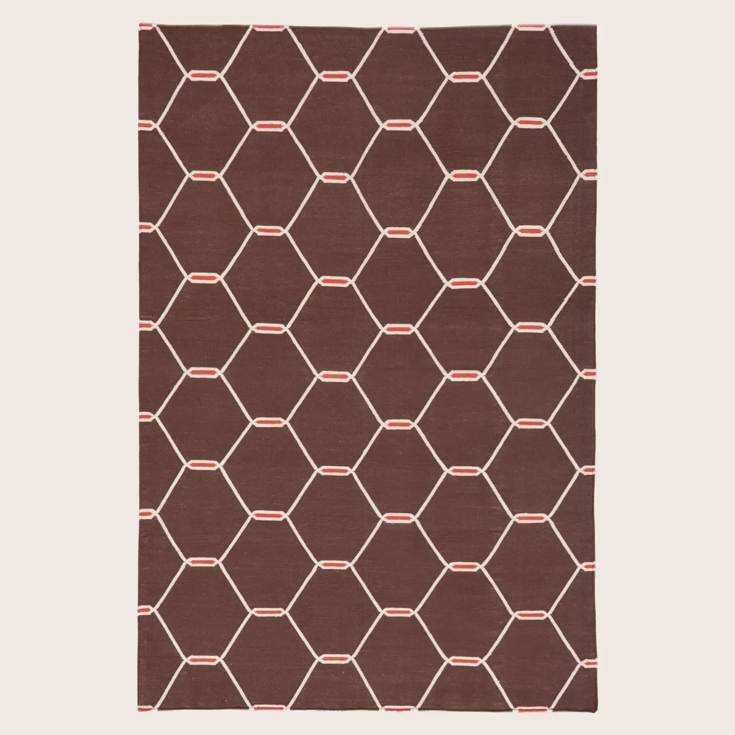 Brown Flatweave Cotton Rug - 3'6" x 5'6"