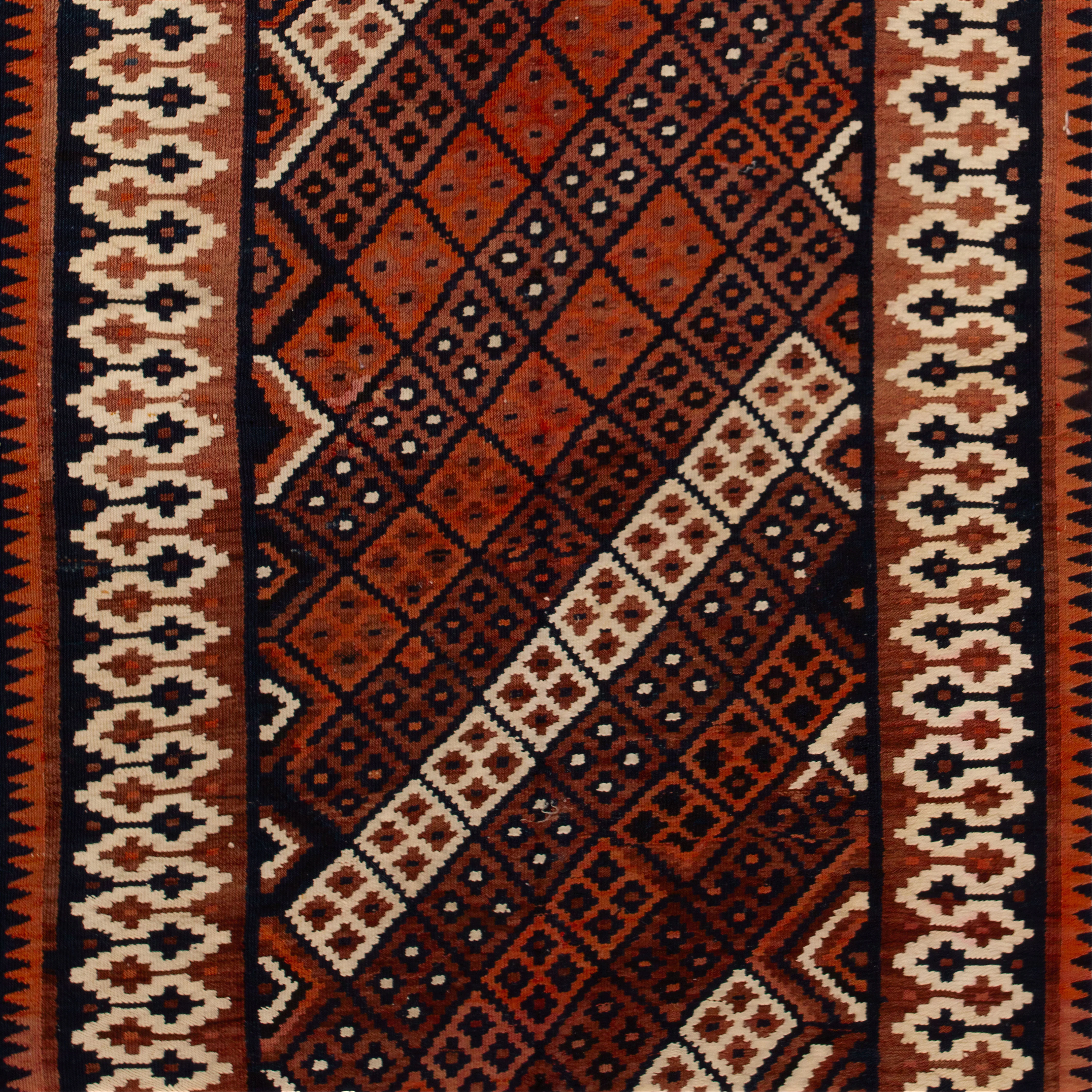 Red Vintage Flatweave Anatolian Wool Kilim - 4' x 12' - Image 2