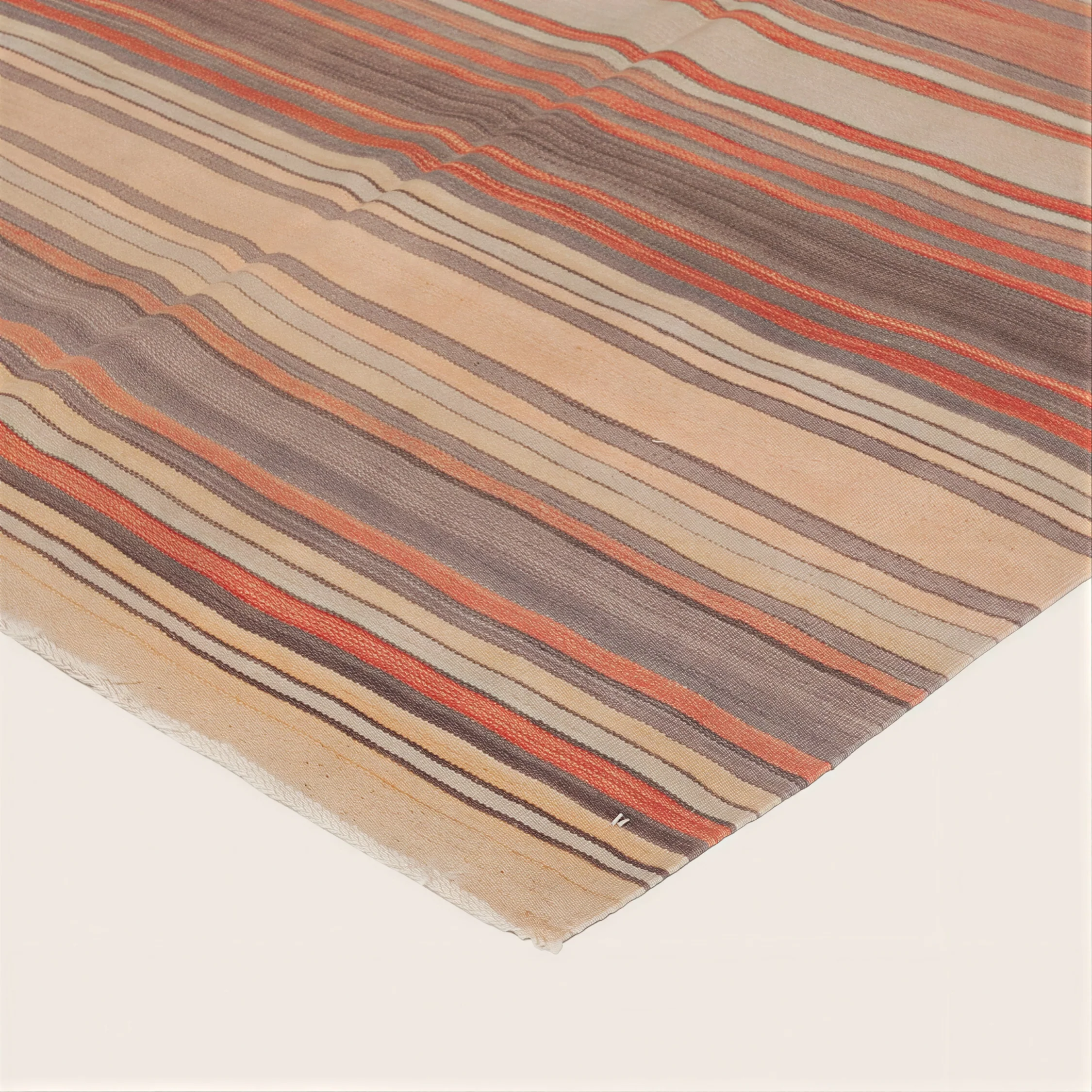 Brown Stripe Vintage Anatolian Kilim Wool Runner - 4'1" x 13'6" - Image 3