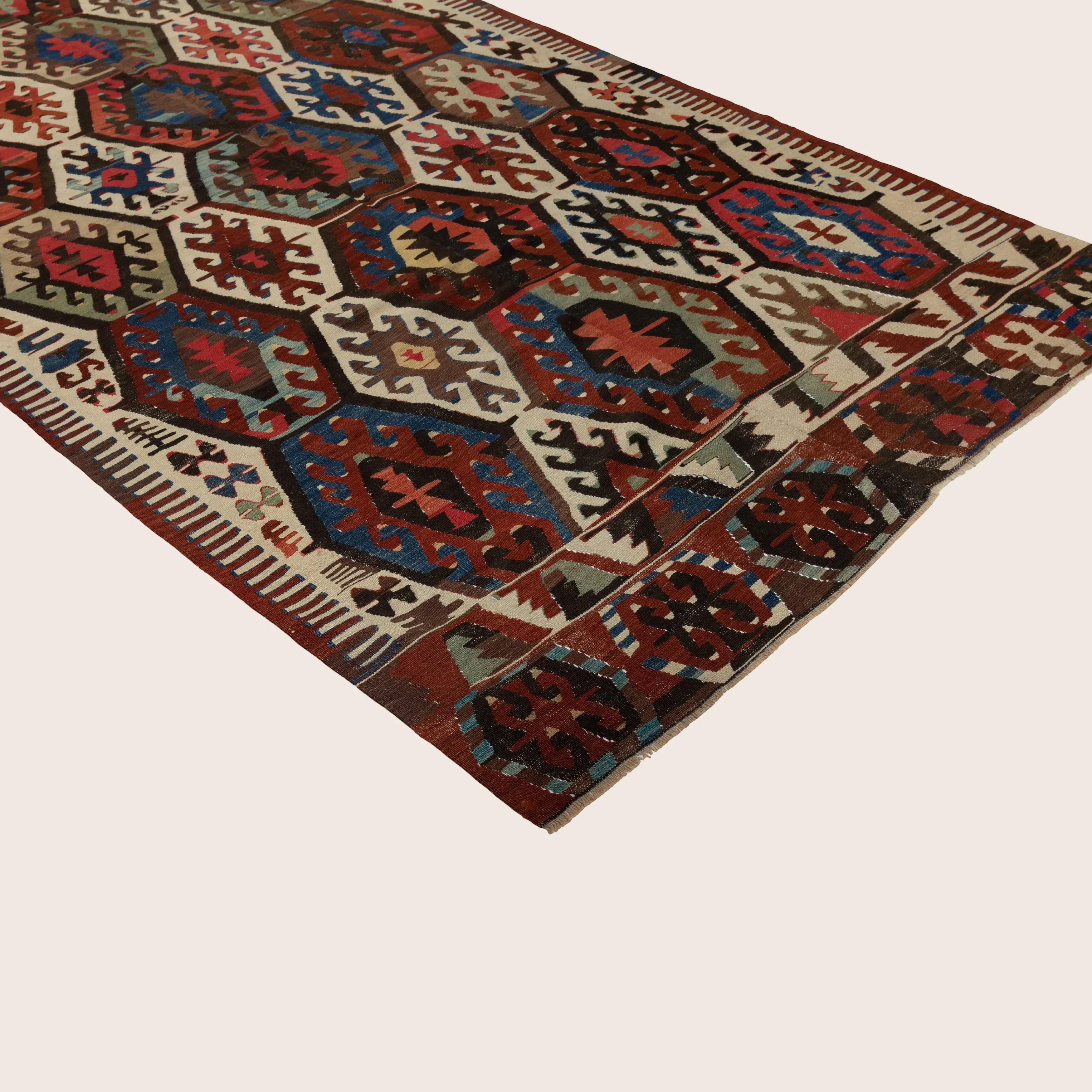 Multicolored Flatweave Wool Rug - 5'5" x 10'5" - Image 3