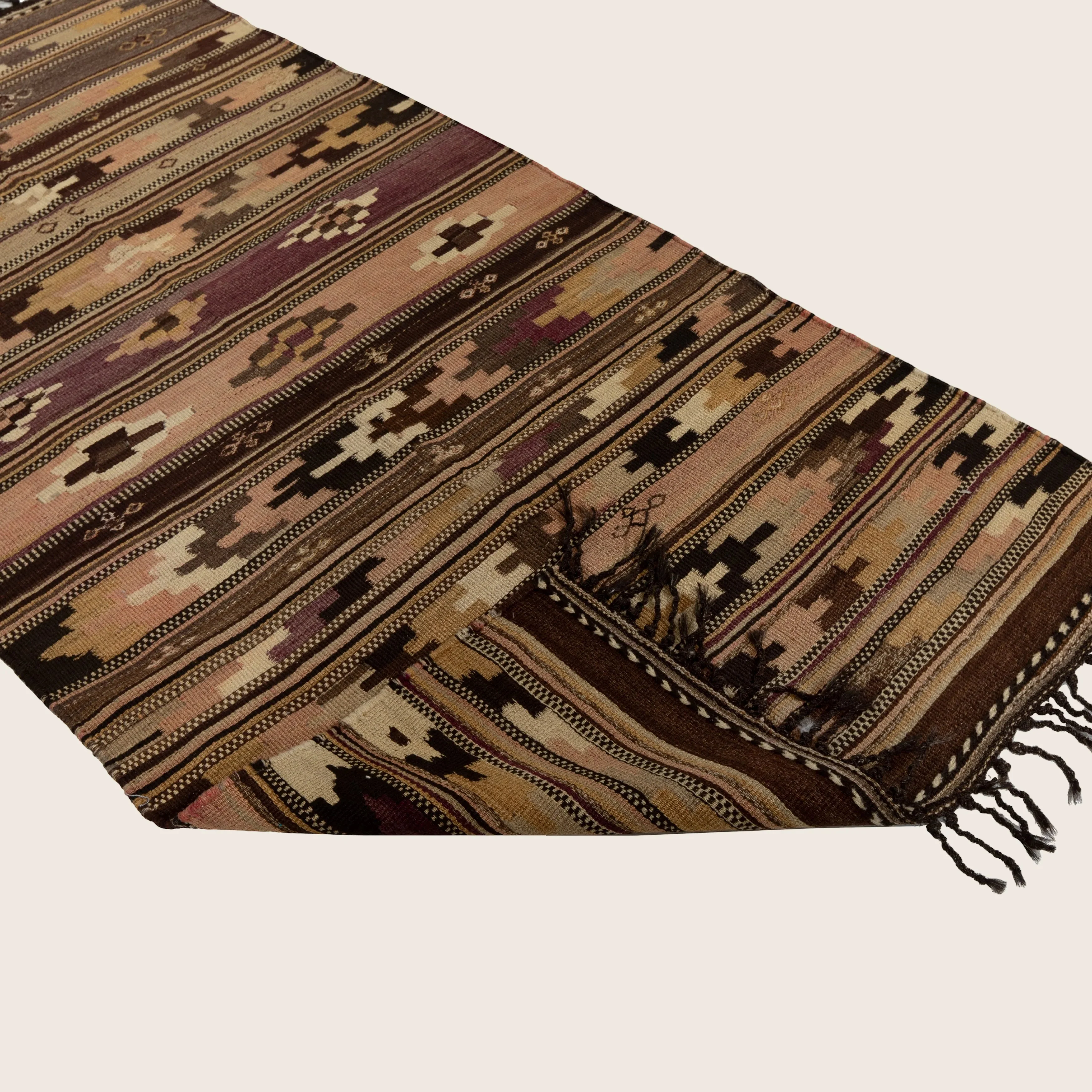 Brown Flatweave Wool Rug - 3'3" x 6'7" - Image 4