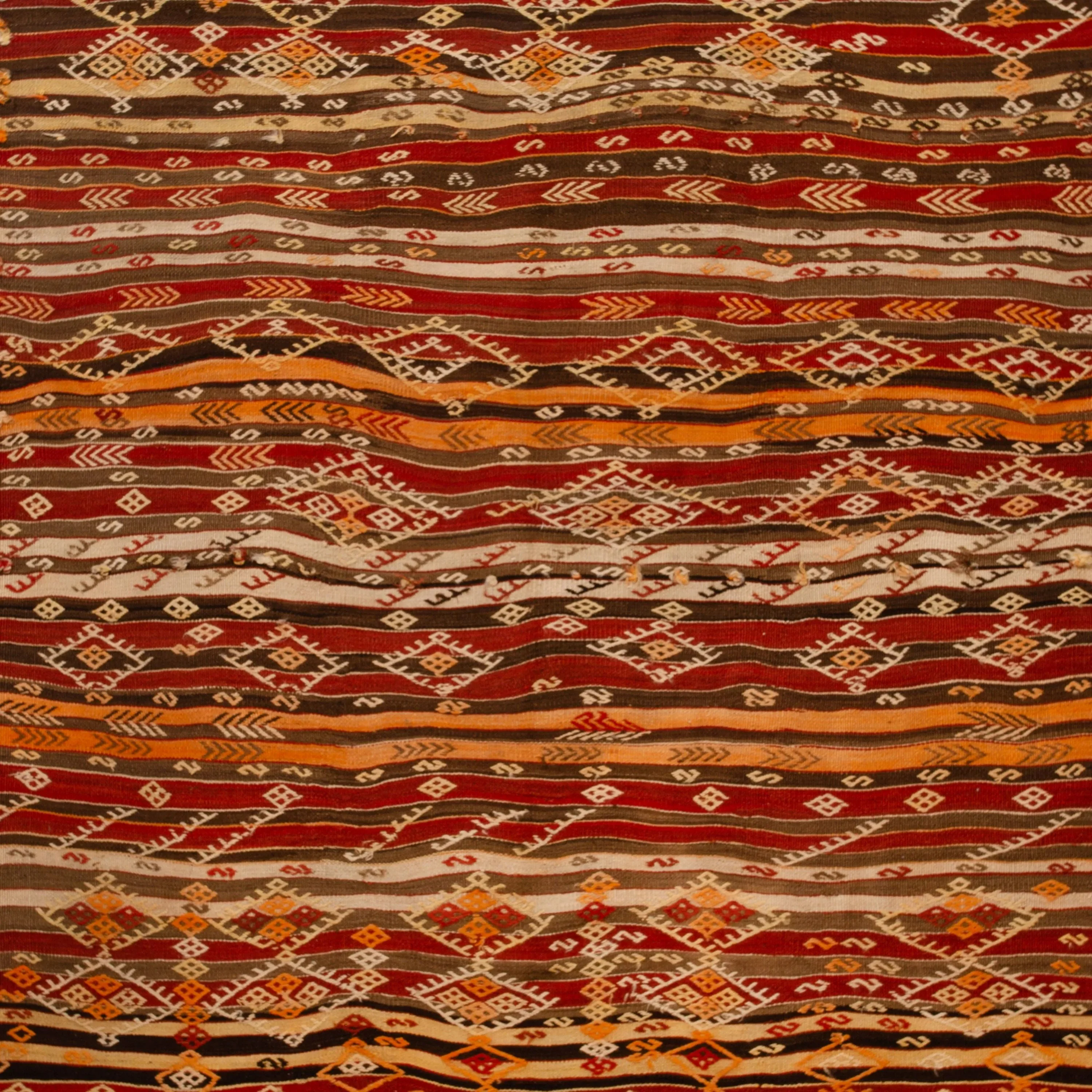 Red & Orange Vintage Flatweave Anatolian Wool Kilim - 6'2" x 9'3" - Image 2