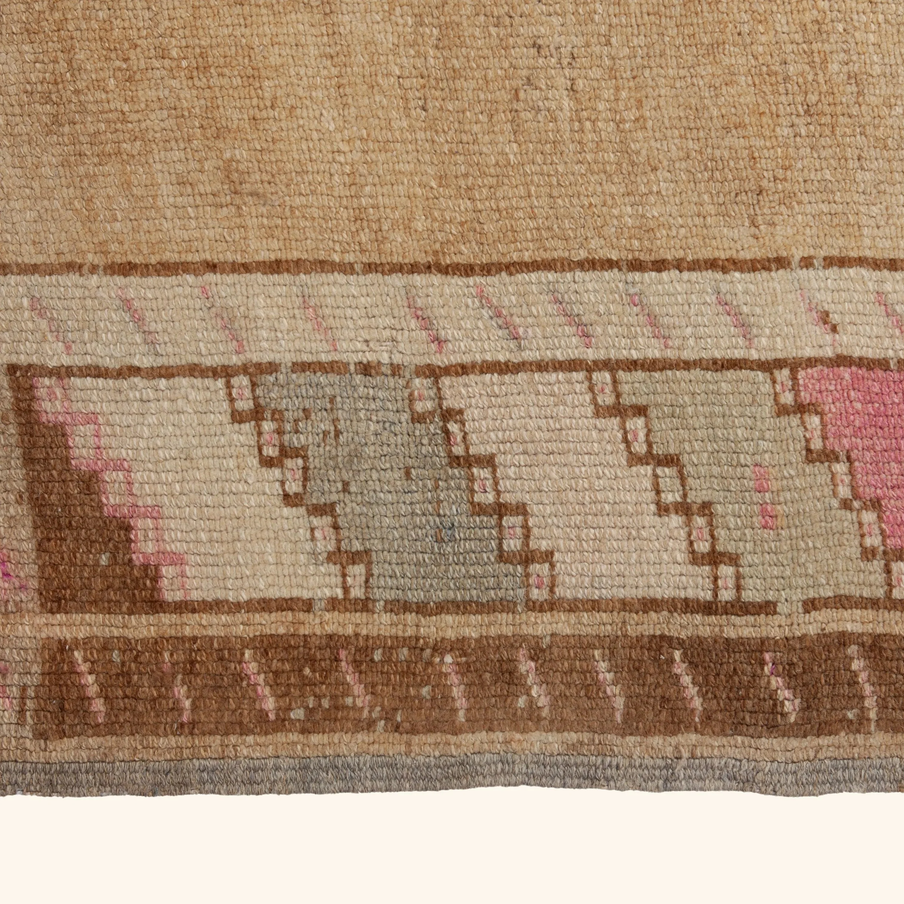 Beige Vintage Traditional Wool Rug - 6' x 13'10" - Image 5