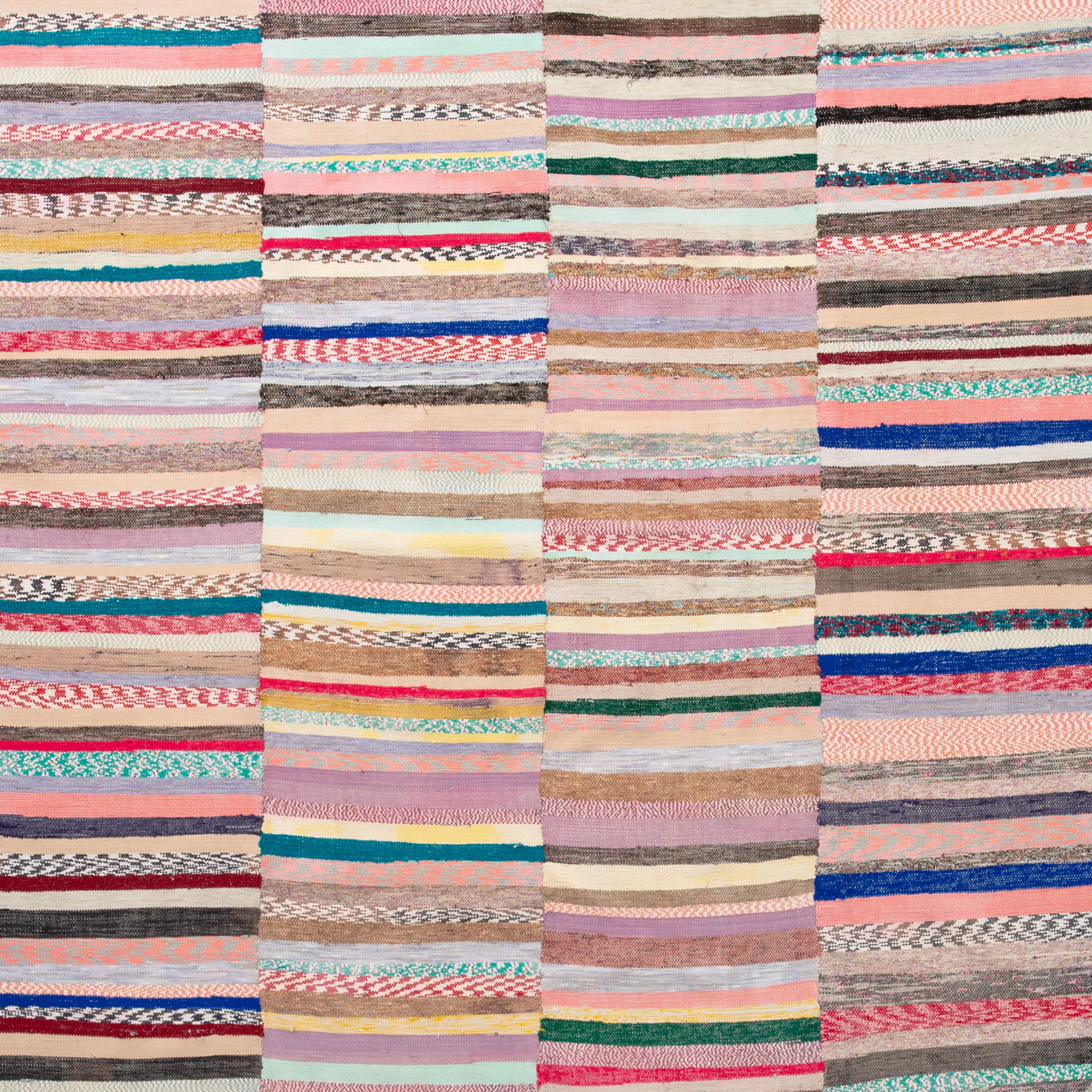 Multi Vintage Flatweave Wool Rug - 6'10" x 11' - Image 2