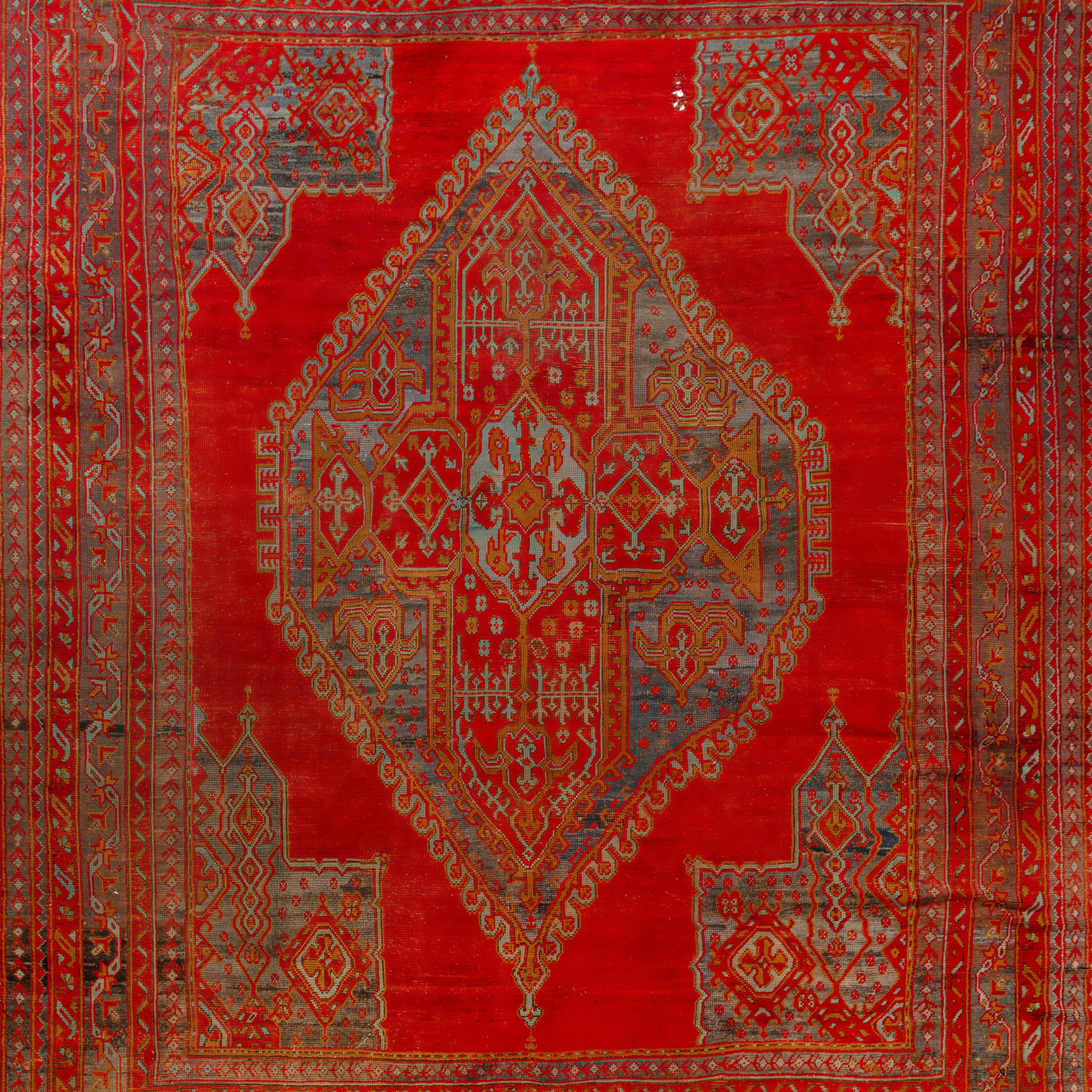 Red Vintage Oushak Wool Rug - 13'6" x 16'2" - Image 2
