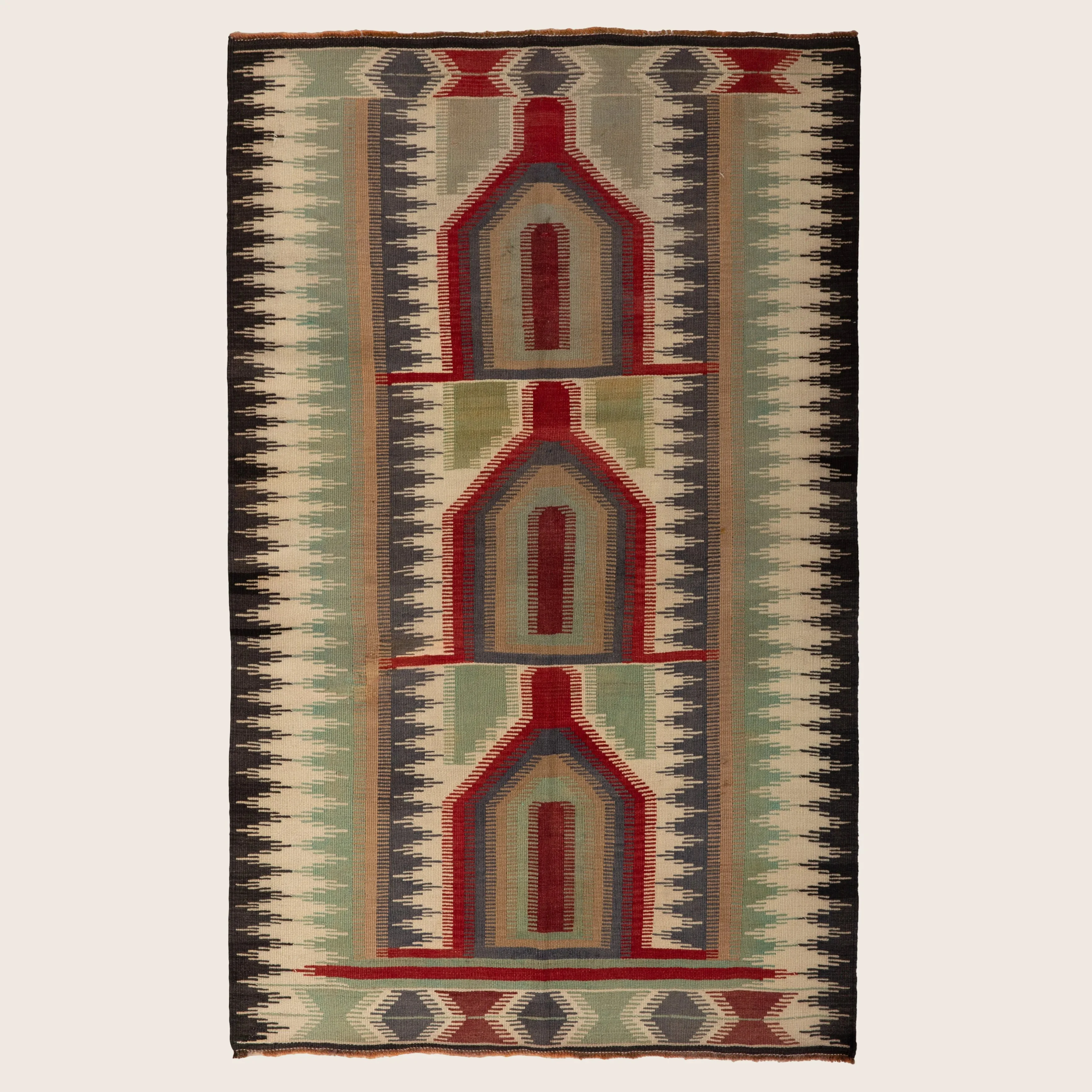 Multicolored Traditional Wool Rug - 3'4" x 5'5"