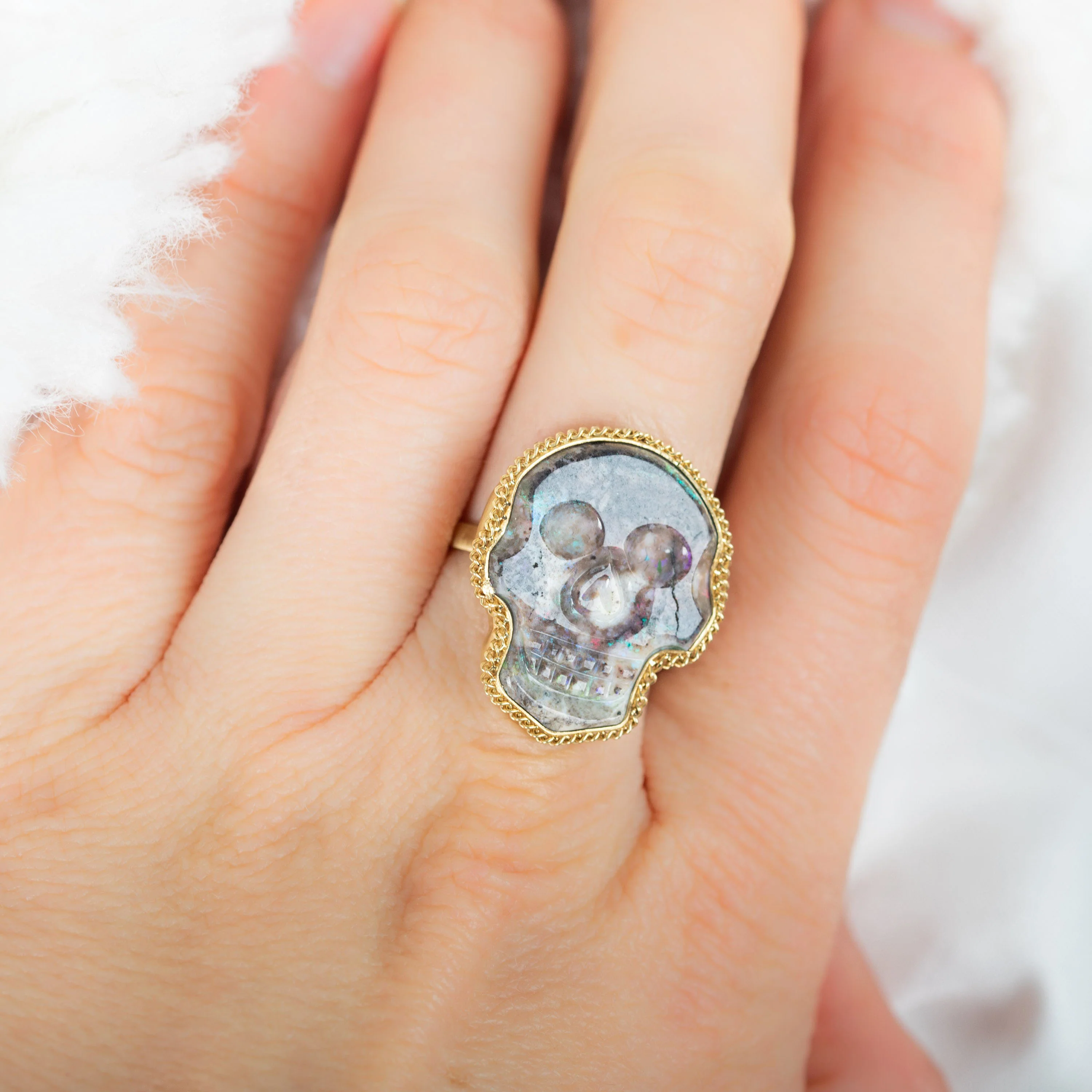 Andamooka Opal 18k One-of-a-Kind Ring - Image 2