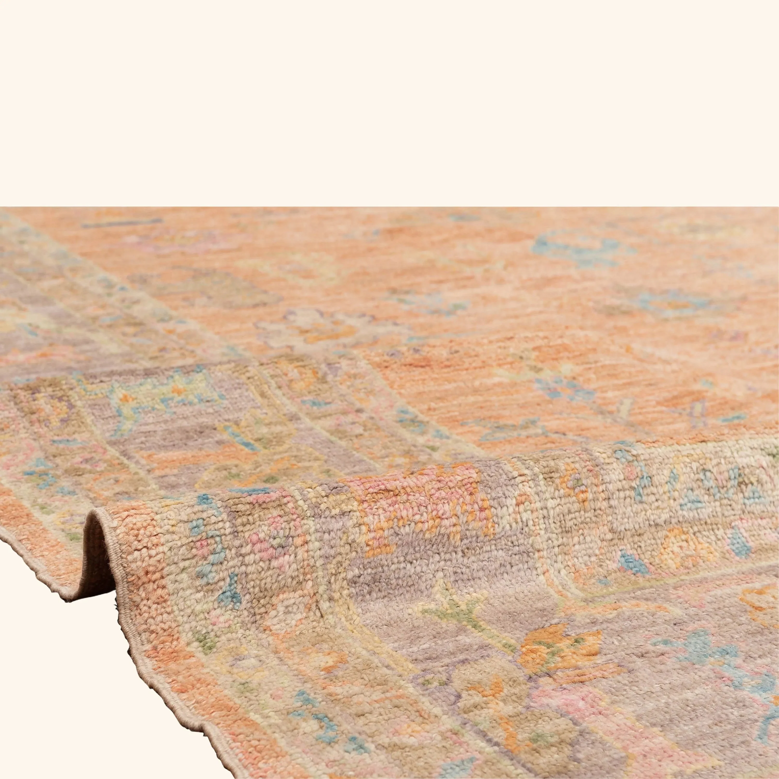 Orange Traditional Turkish Oushak Wool Rug - 9'3" x 11'7" - Image 3