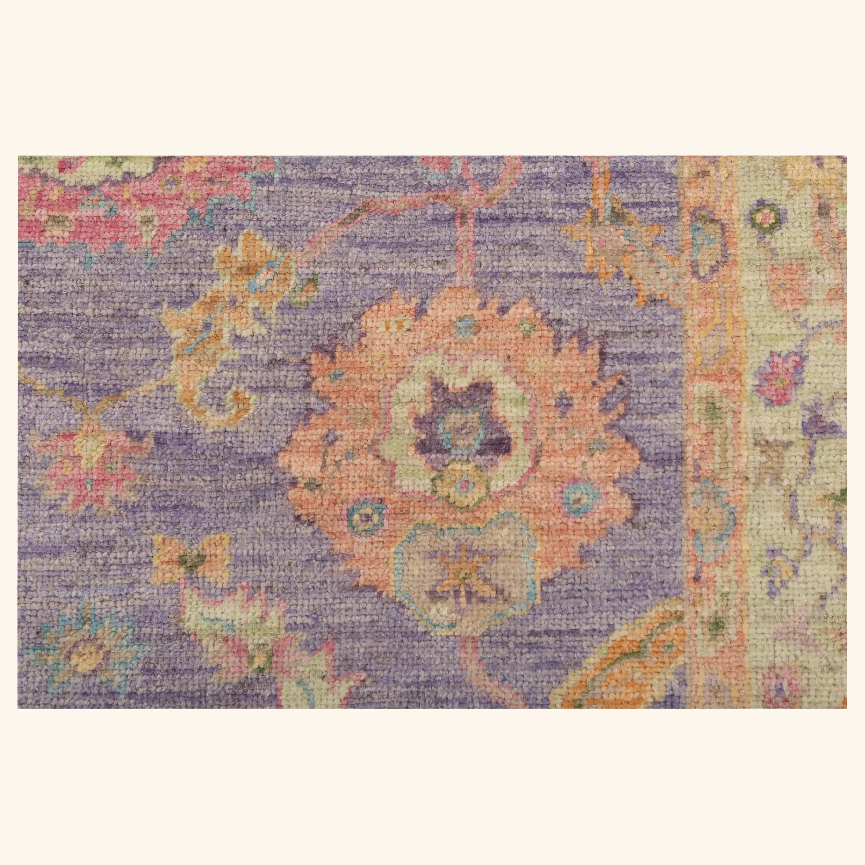 Purple Traditional Turkish Oushak Wool Rug - 5' x 7' - Image 2