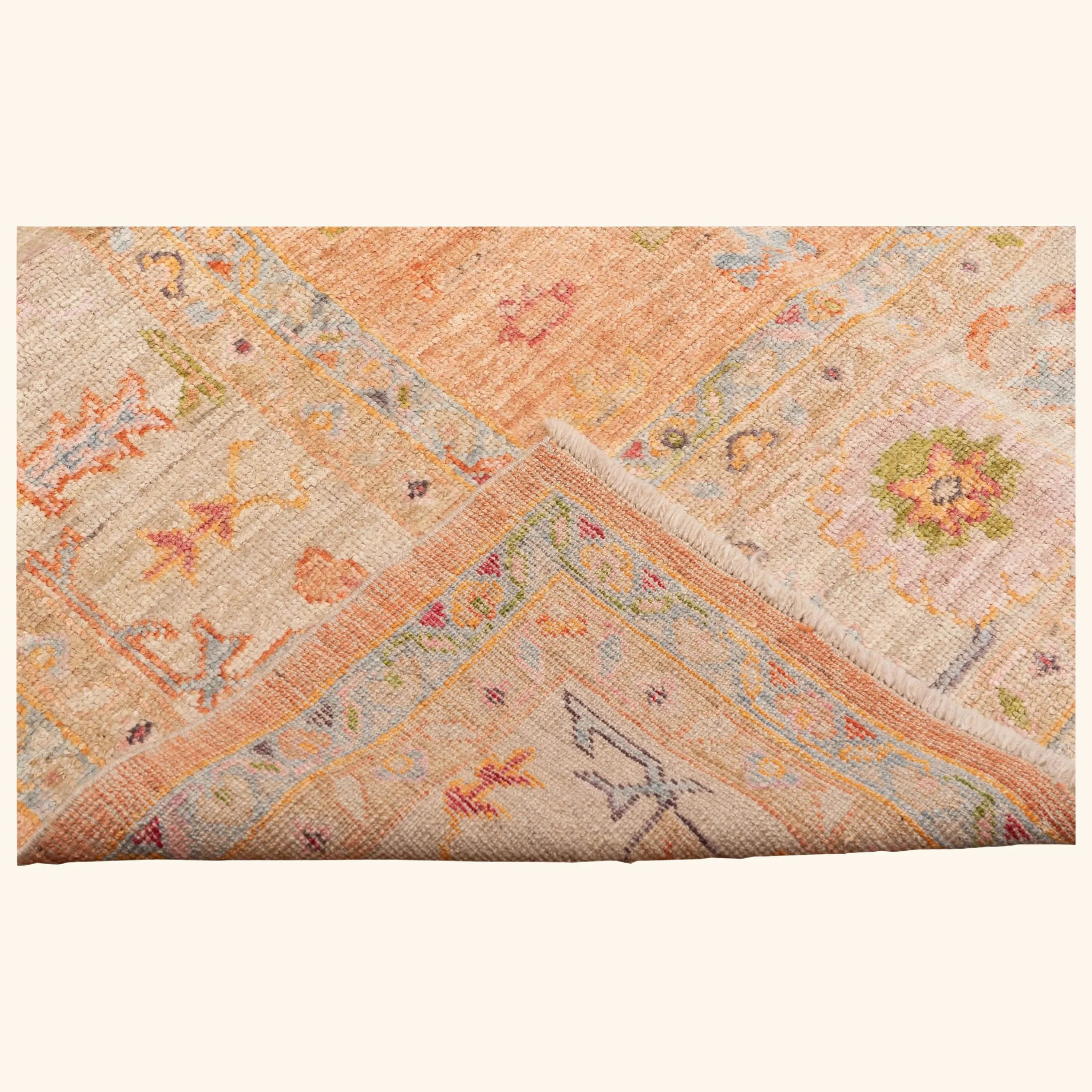 Orange Traditional Turkish Oushak Wool Rug - 10'1" x 14' - Image 3