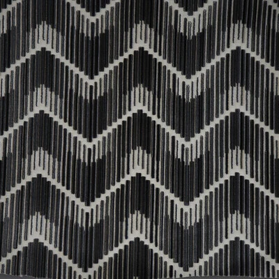Anthracite Zig Zag Velvet Fabric