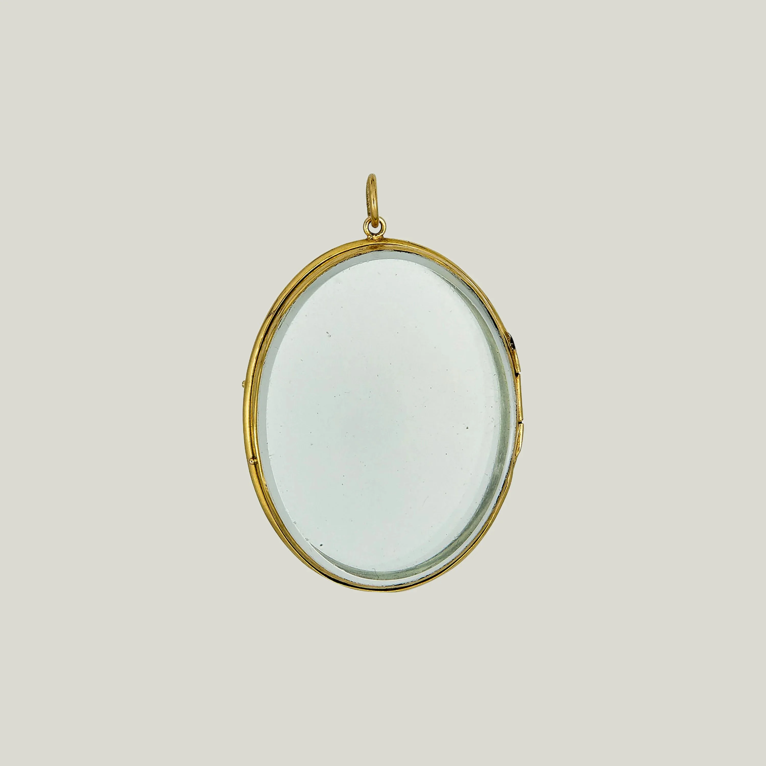 Antique 18K Yellow Gold Rock Crystal Double Sided Hinged Locket