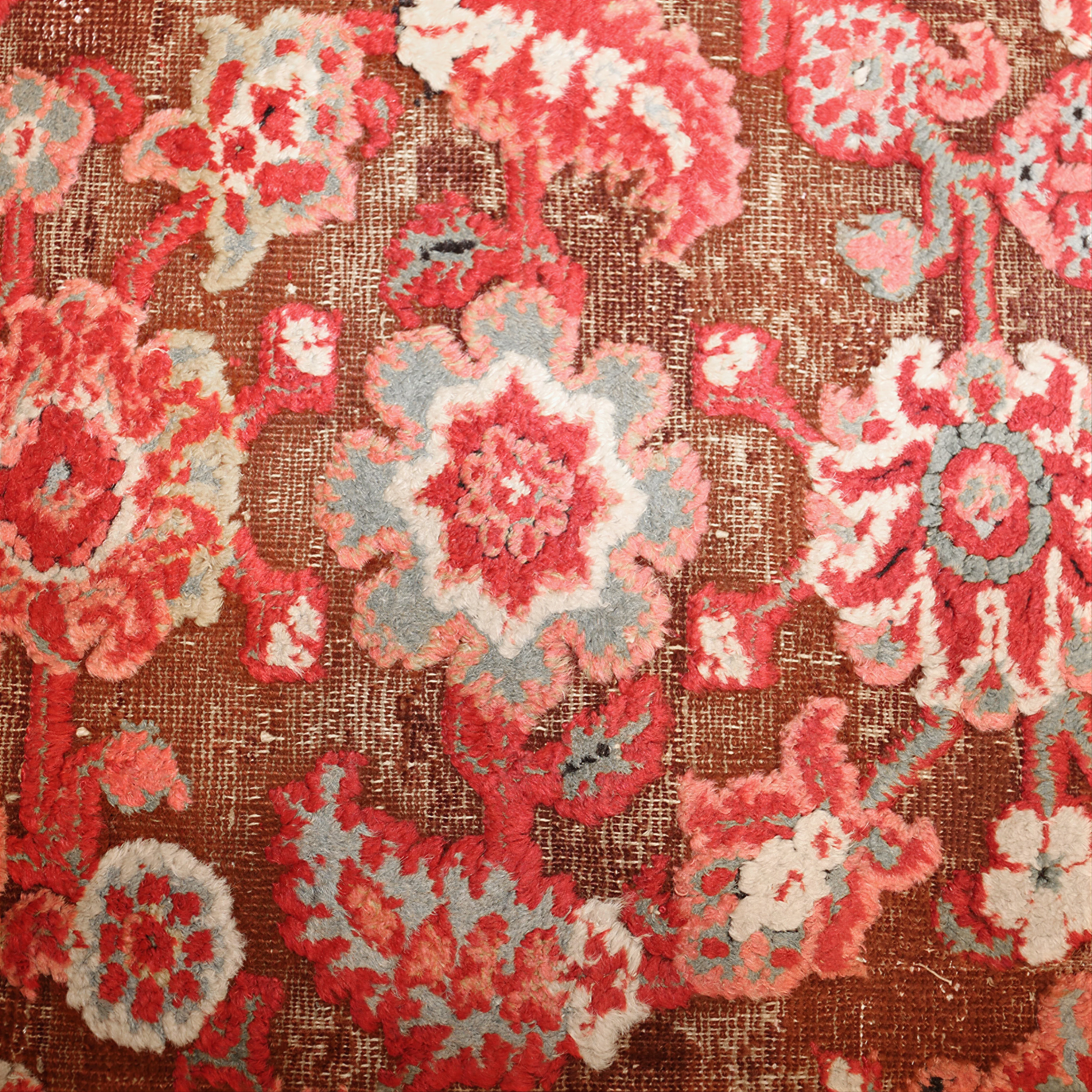 Red Antique Traditional Indian Agra Rug - 4'1" x 7'3" - Image 3