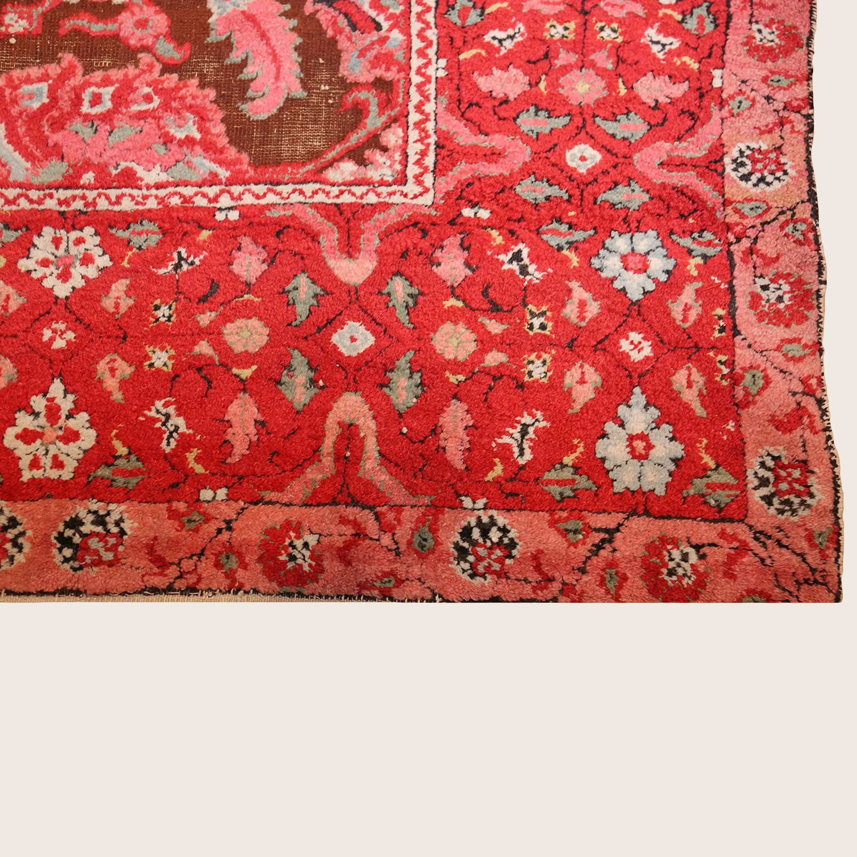 Red Antique Traditional Indian Agra Rug - 4'1" x 7'3" - Image 4