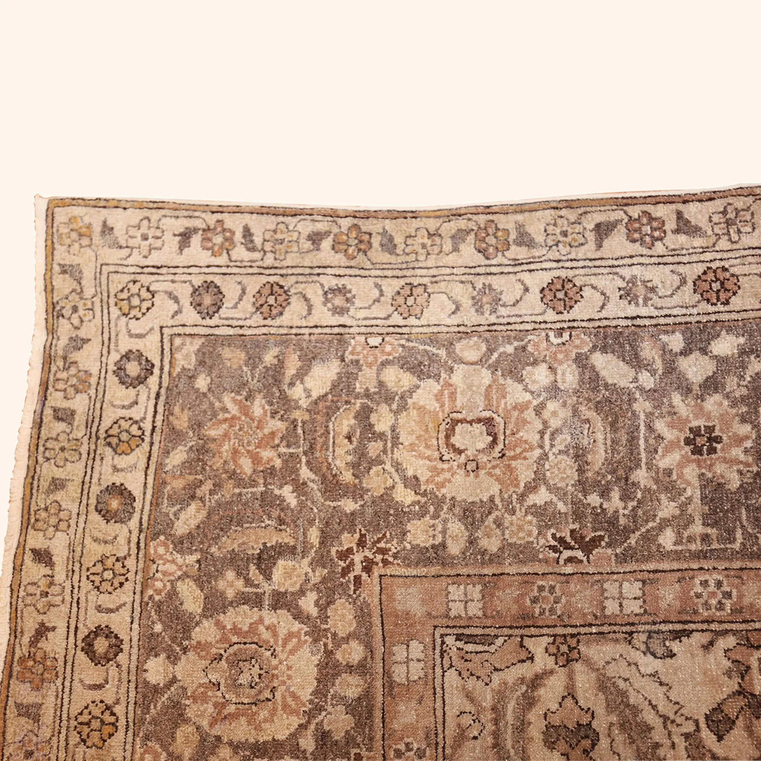 Brown Antique Traditional Indian Agra Rug - 10'3" x 10'5" - Image 8
