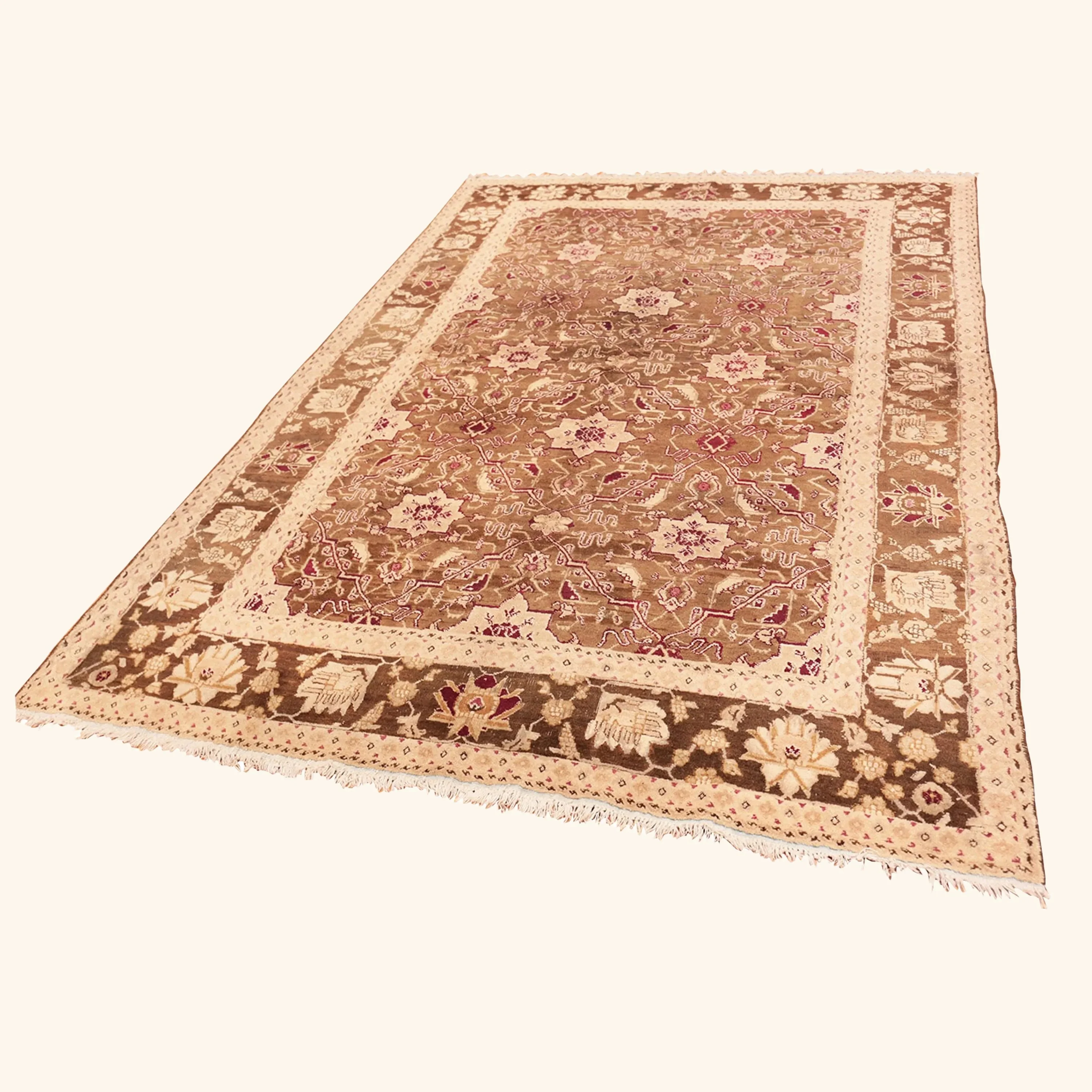 Brown Antique Traditional Indian Agra Rug - 5'9" x 8'5" - Image 8