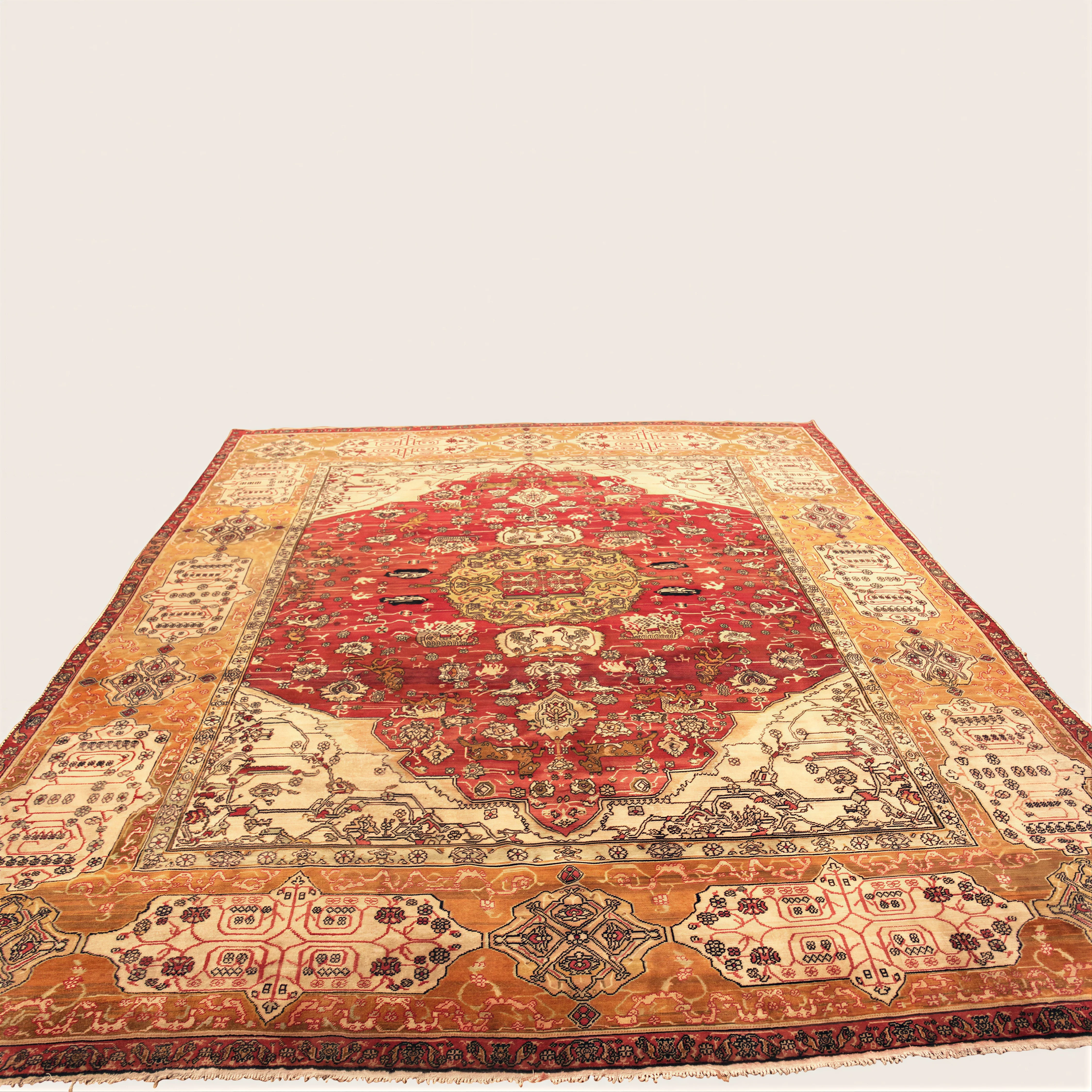 Red Antique Traditional Indian Agra Rug - 10'9" x 12'4" - Image 8
