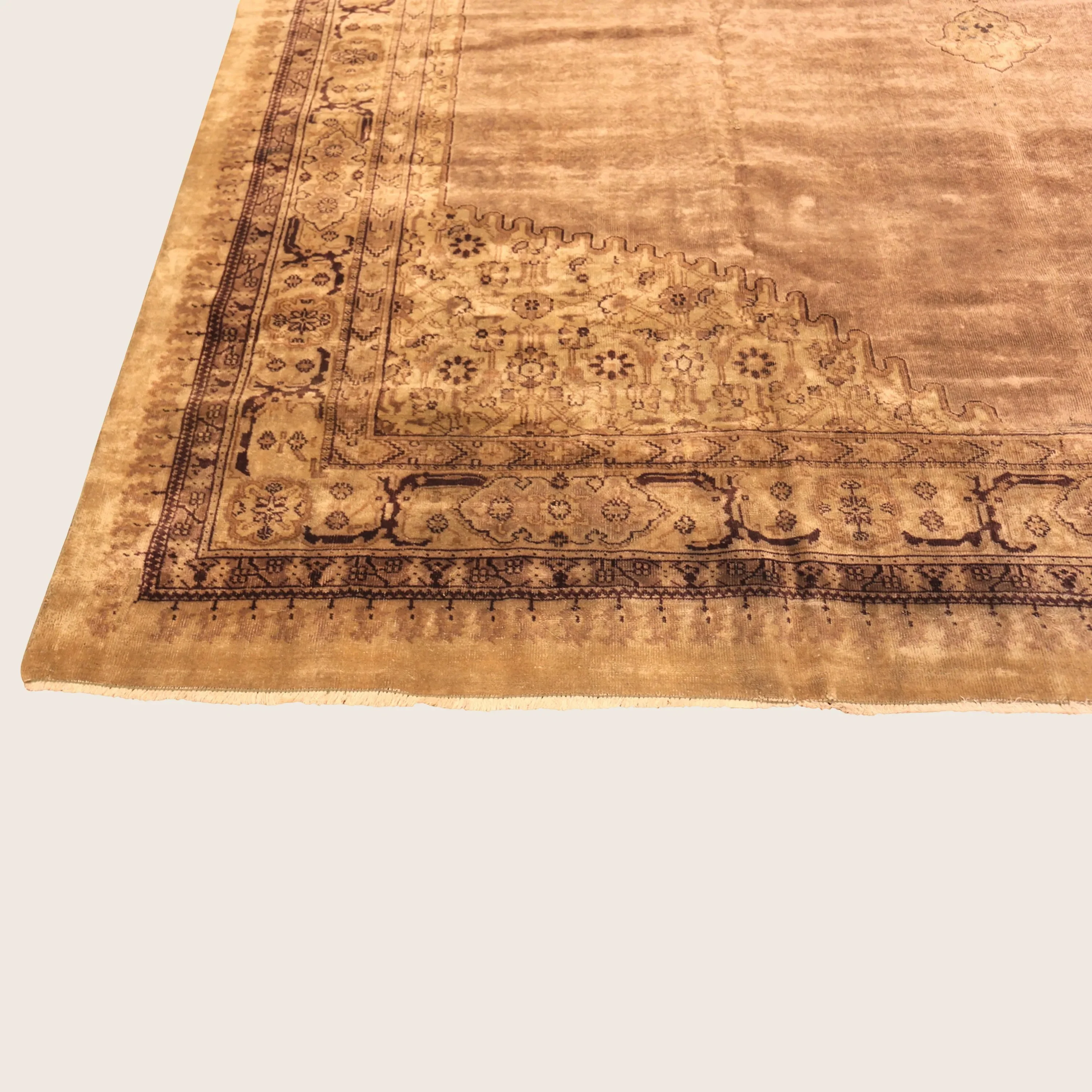 Beige Antique Indian Agra Wool Rug - 11' x 15' - Image 3