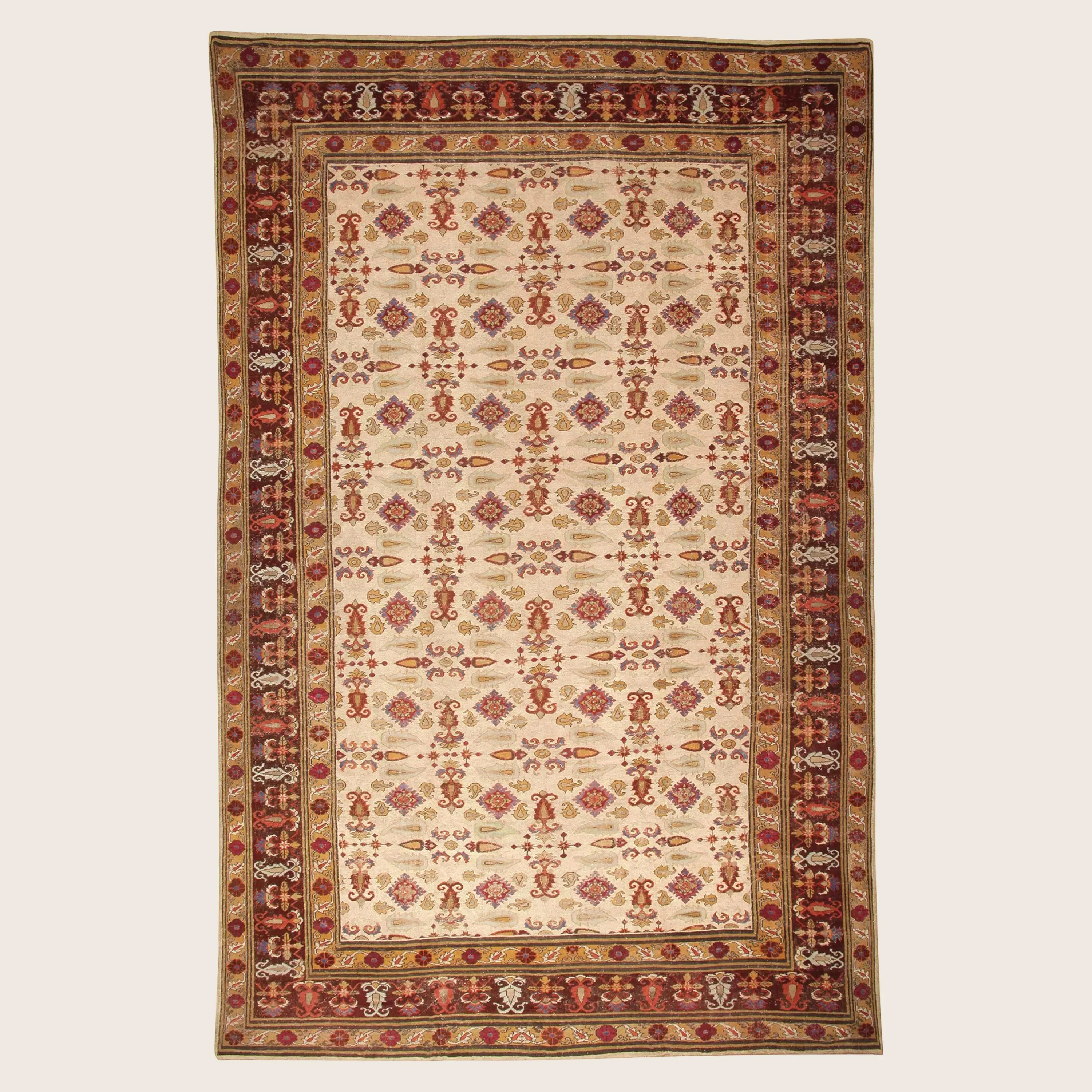 Brown Antique Indian Agra Wool Rug - 14'8" x 21'4"