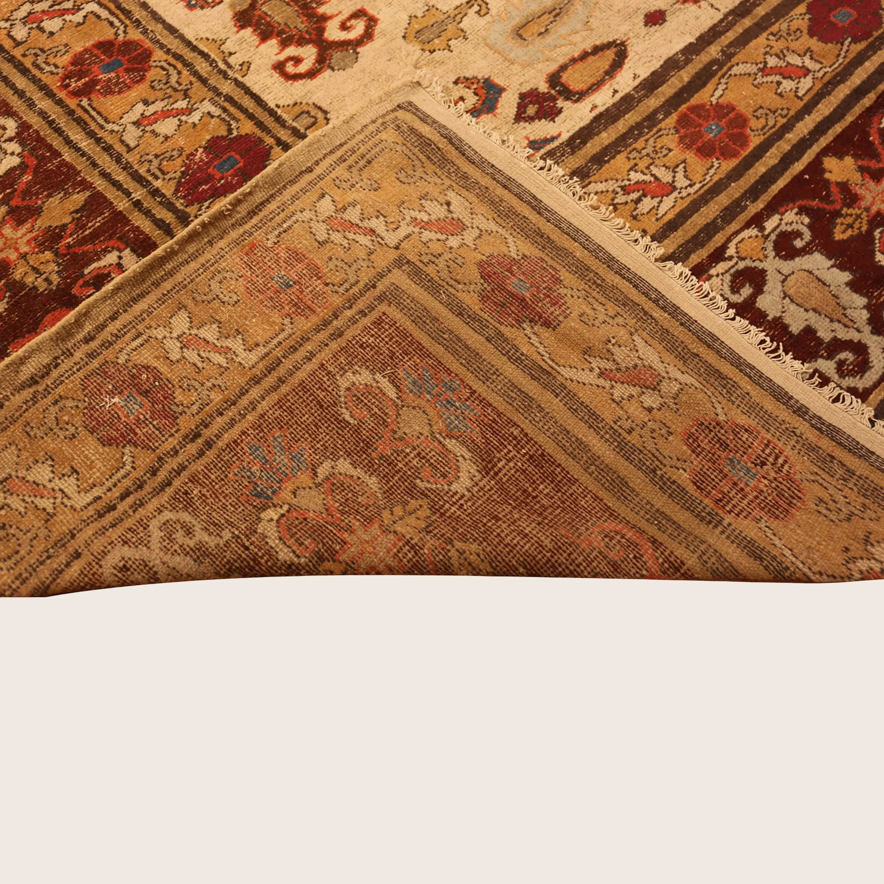 Brown Antique Indian Agra Wool Rug - 14'8" x 21'4" - Image 12