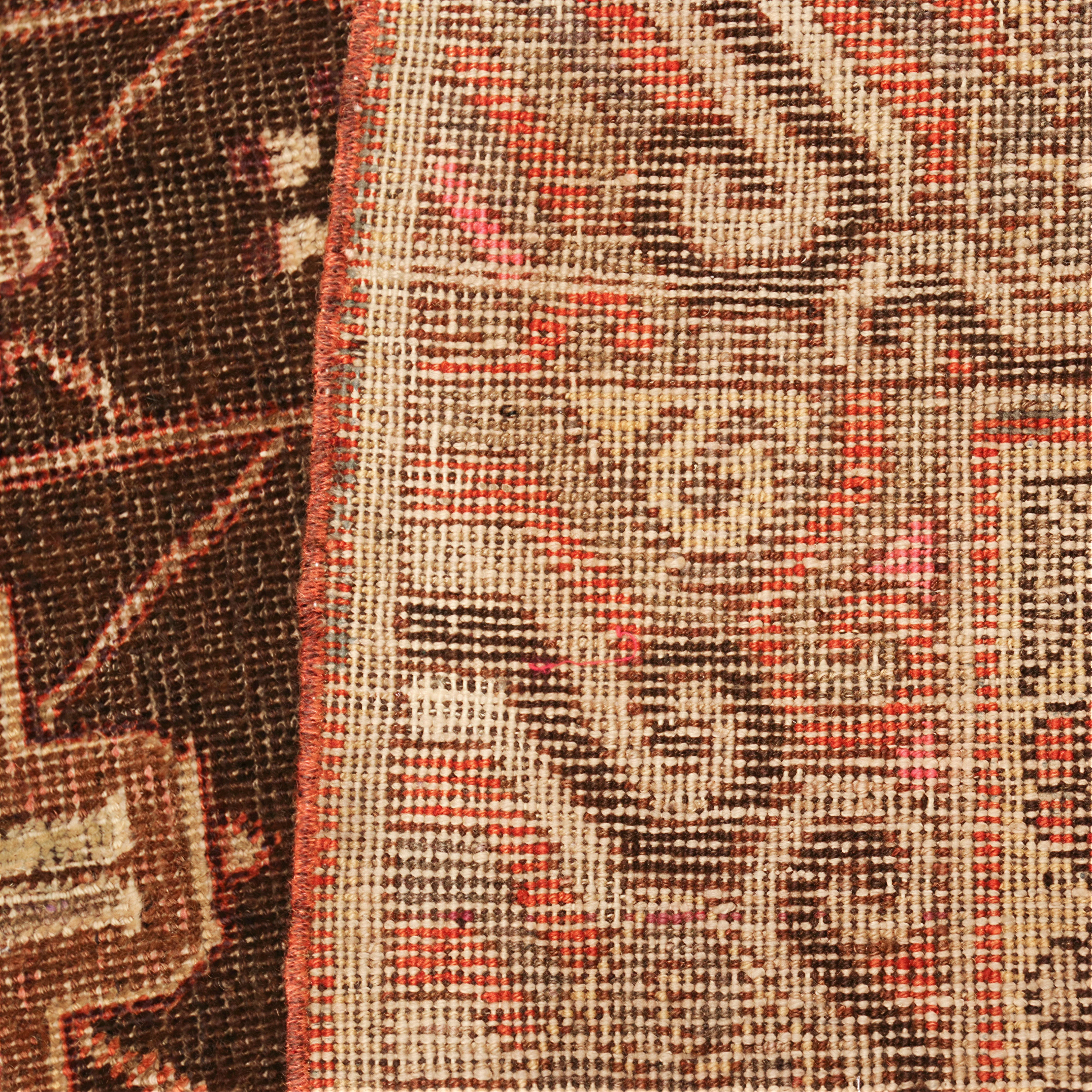 Brown Antique Traditional Khotan Rug - 5'1" x 10'3" - Image 7