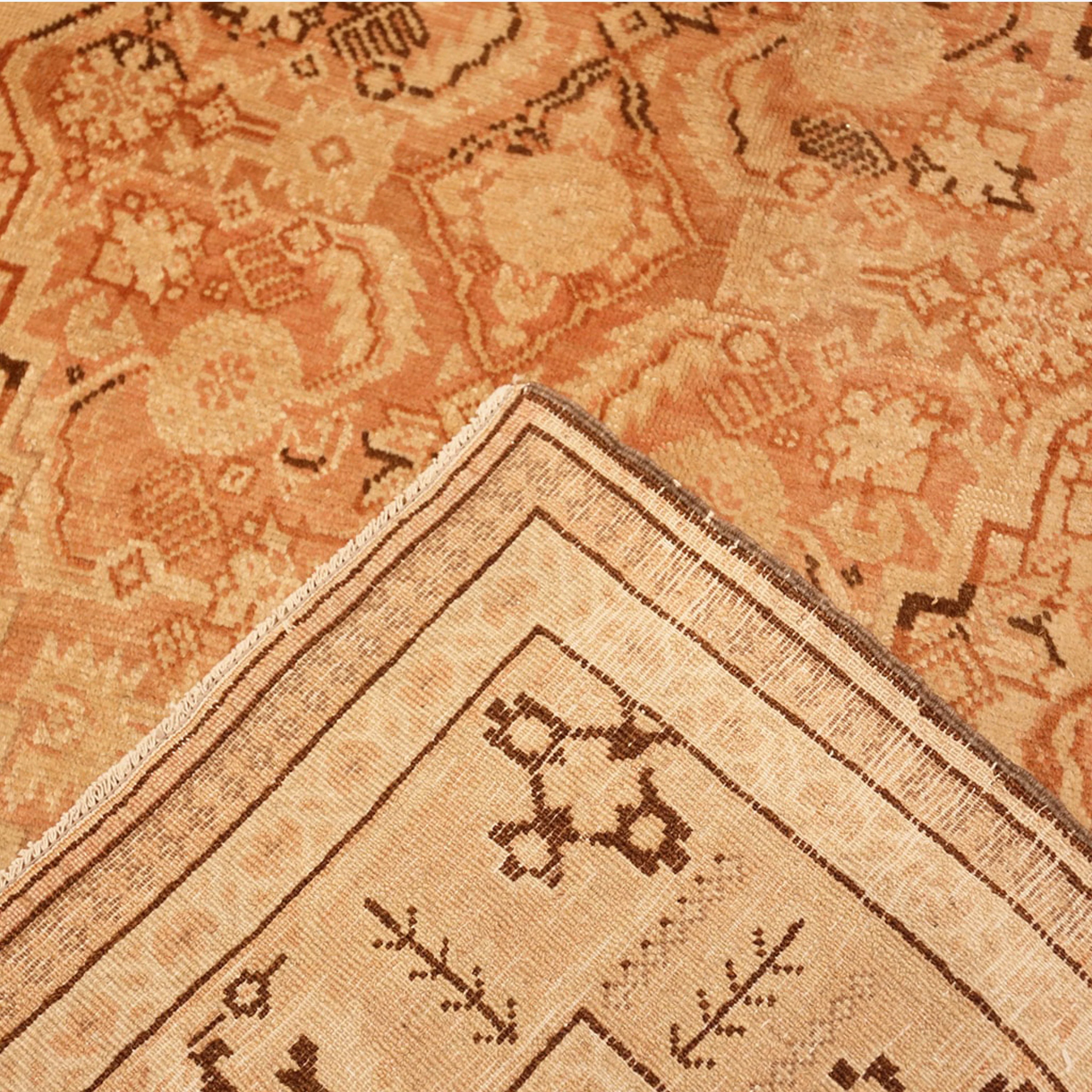 Brown Antique Traditional Khotan Rug - 7' x 12'7" - Image 7
