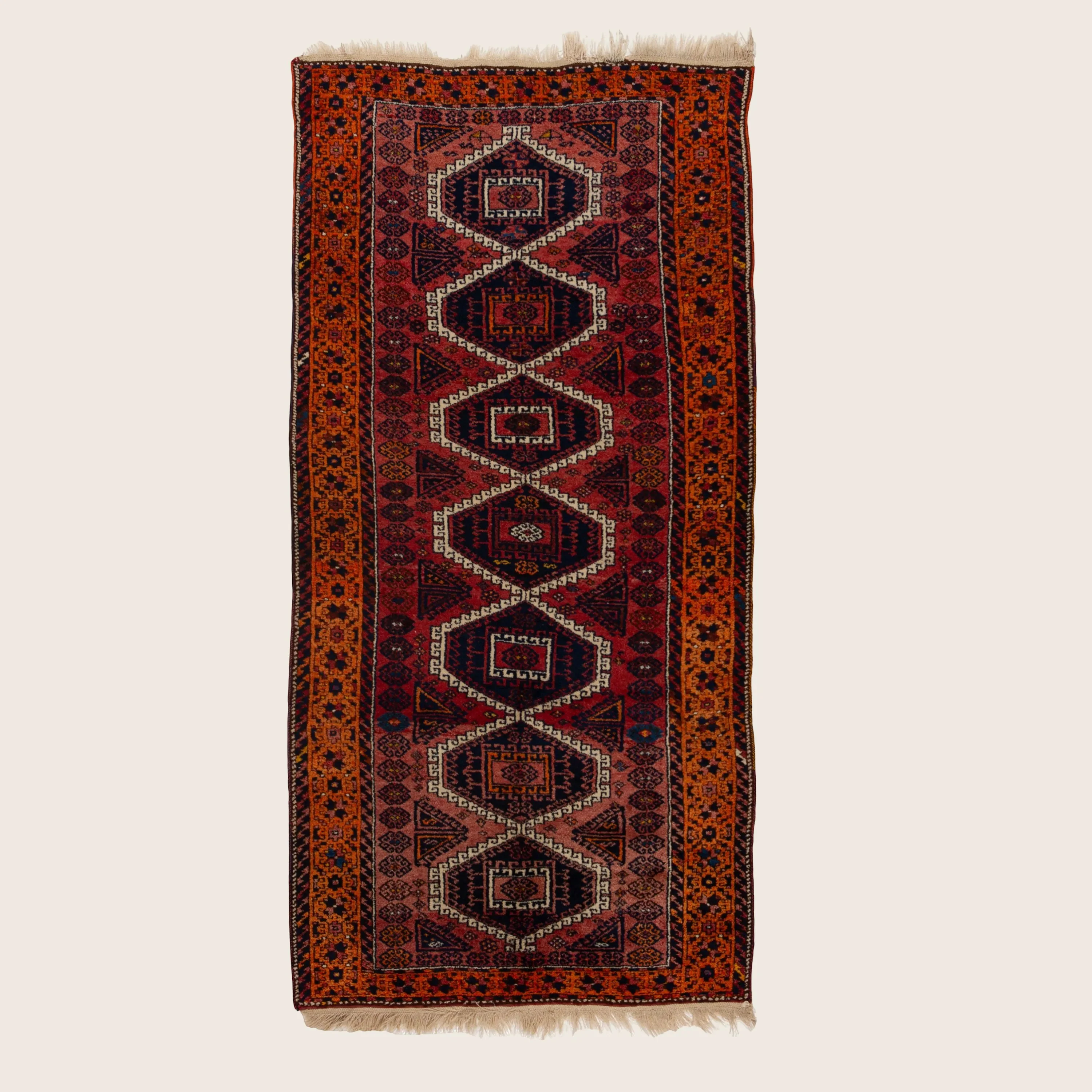 Red & Orange Antique Kurdish Rug - 5'x10'