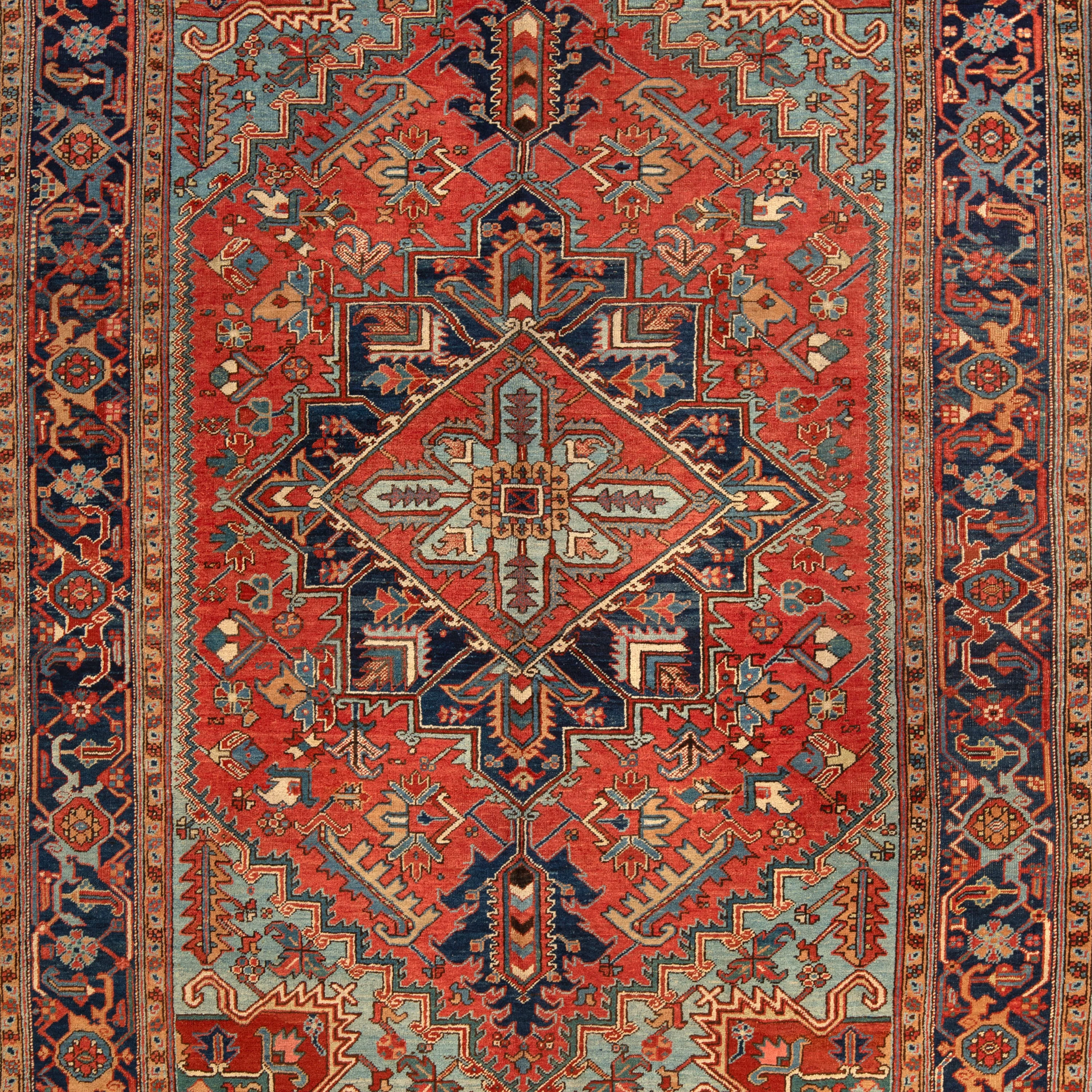 Red Antique Persian Heriz Wool Rug - 8' x 11'3" - Image 2