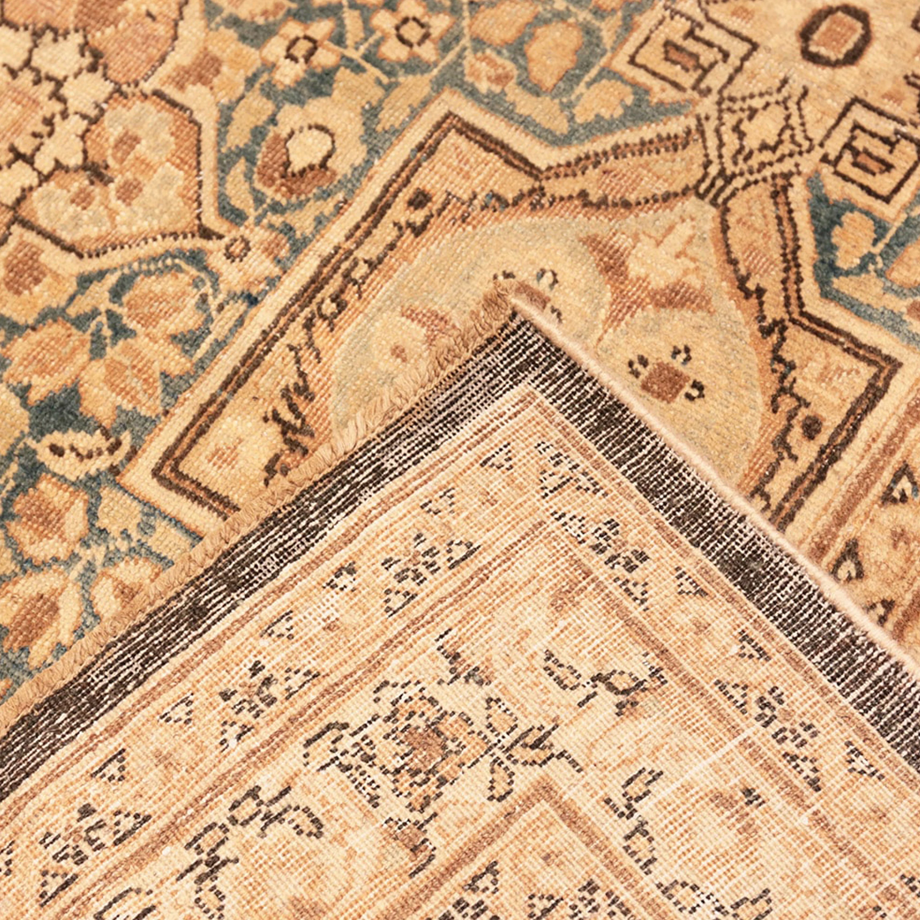 Brown Antique Traditional Persian Khorassan Rug - 8'7" x 10'10" - Image 7