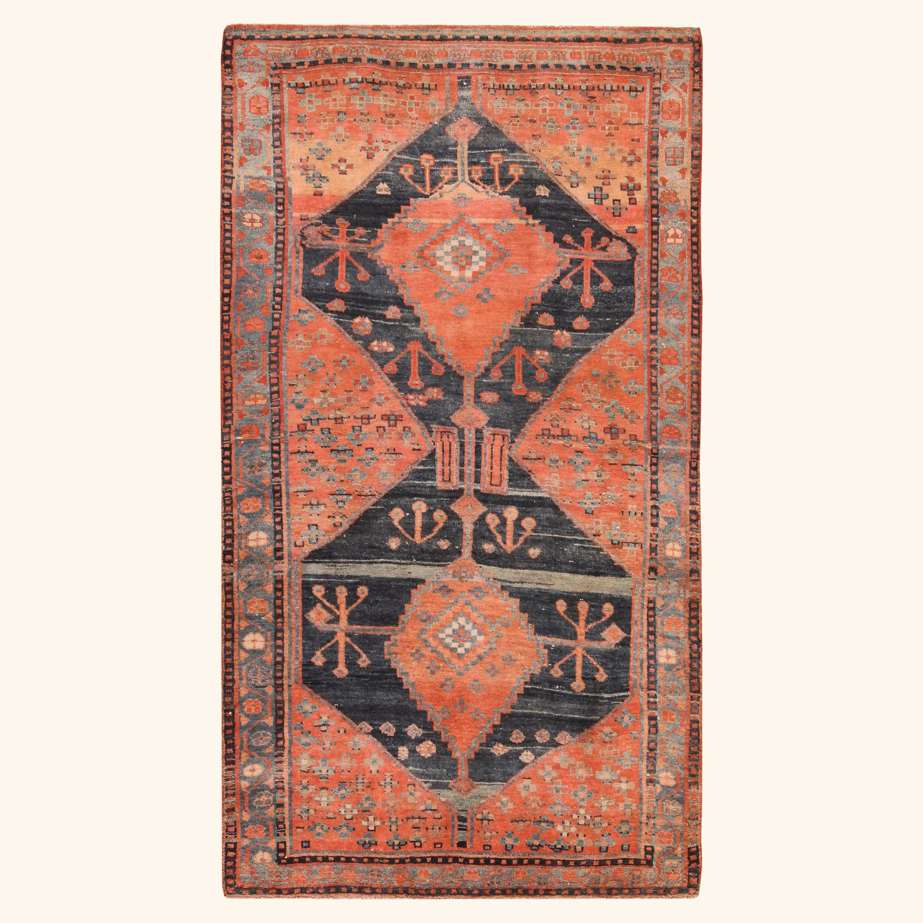 Orange Antique Traditional Persian Malayer Rug - 4'7" x 8'2"