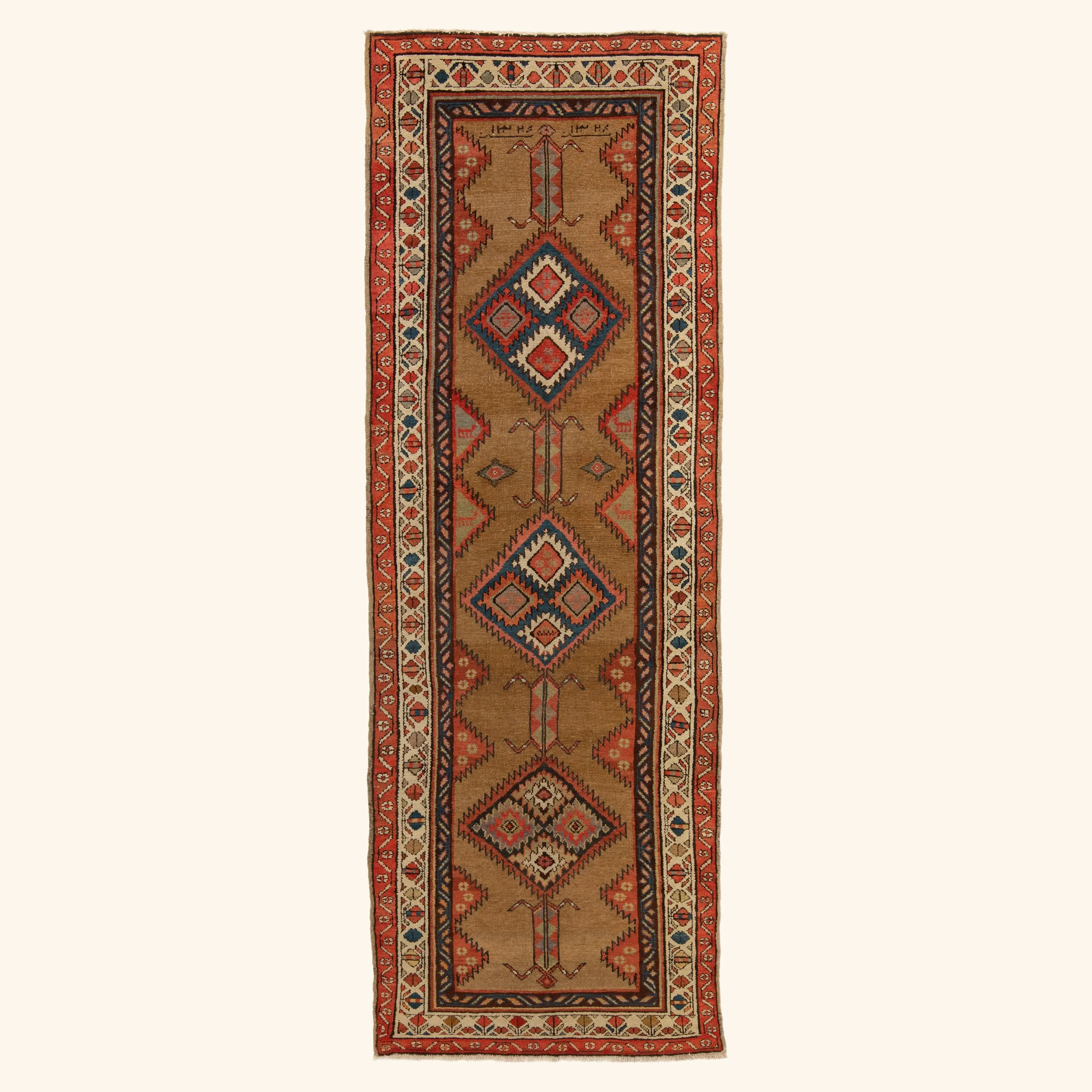 Ivory Antique Persian Sarab Runner - 3'5" x 10'3"