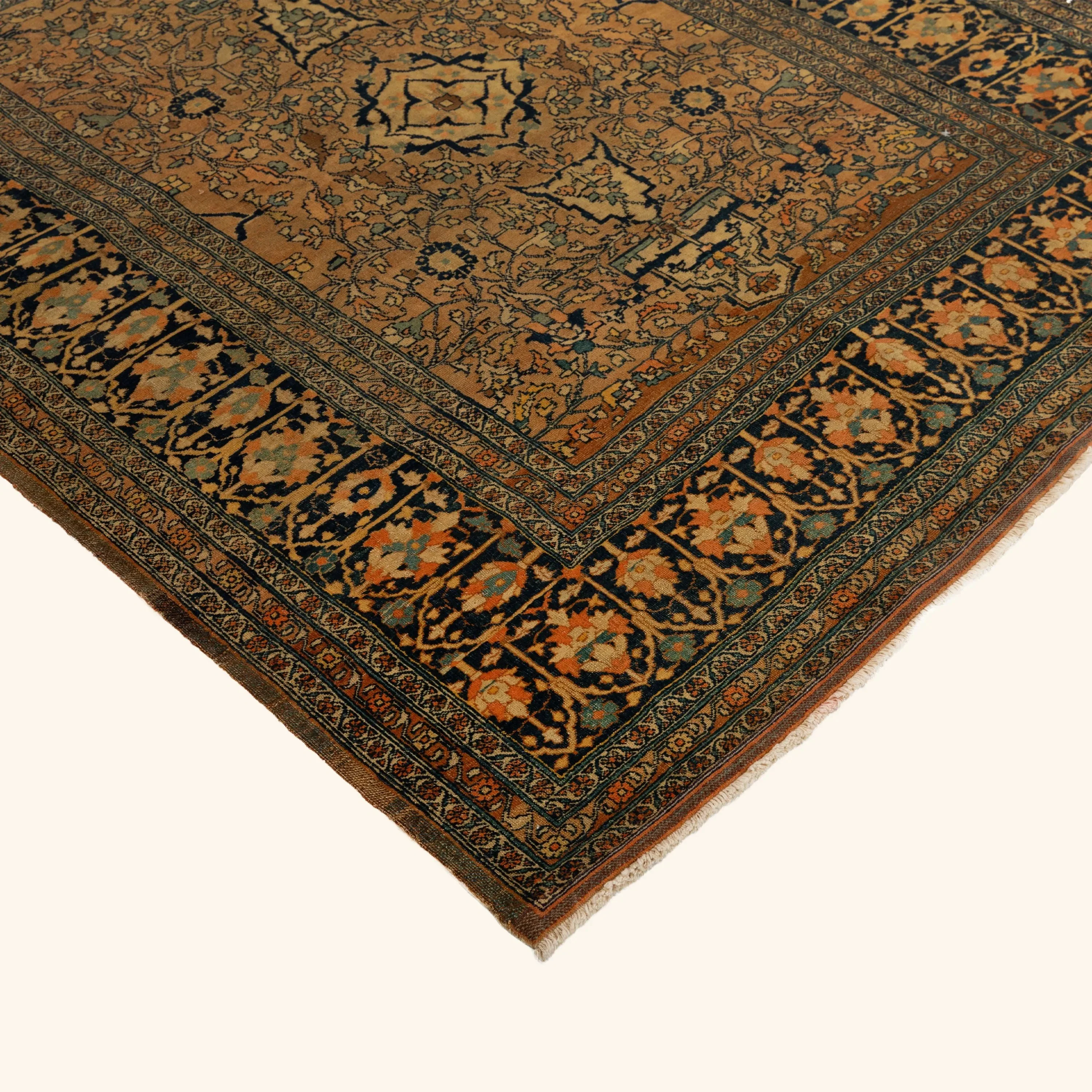 Orange Antique Persian Sarouk Rug - 4'7" x 5'7" - Image 3