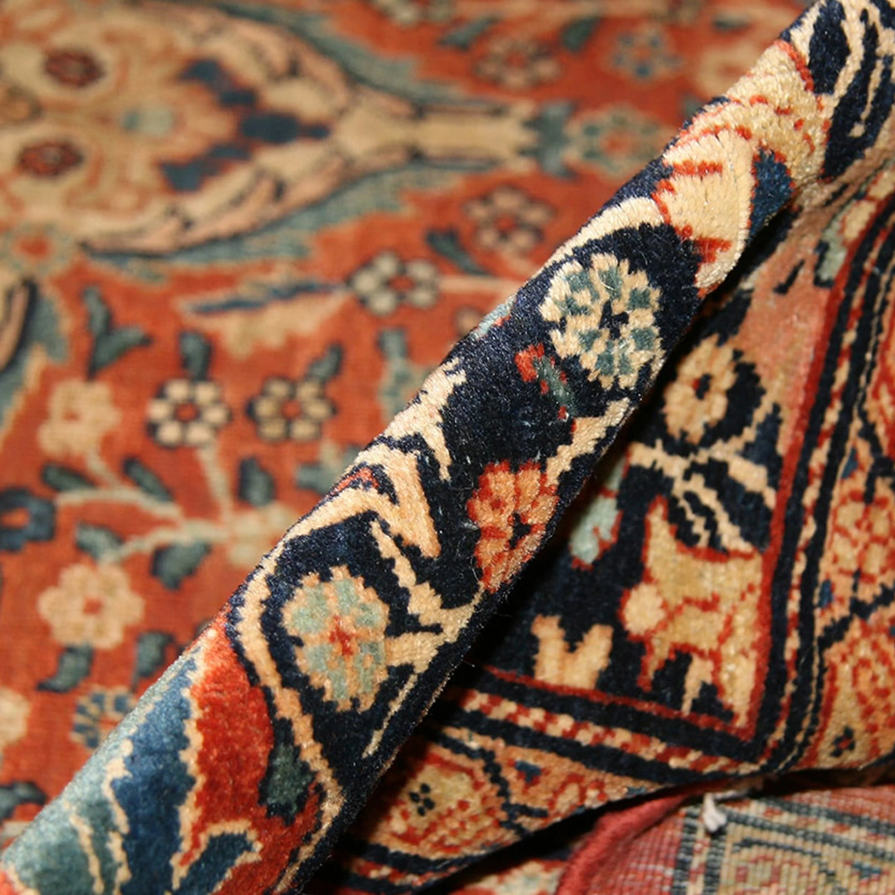 Red Antique Persian Sarouk Wool Rug - 11'3" x 13'7" - Image 6