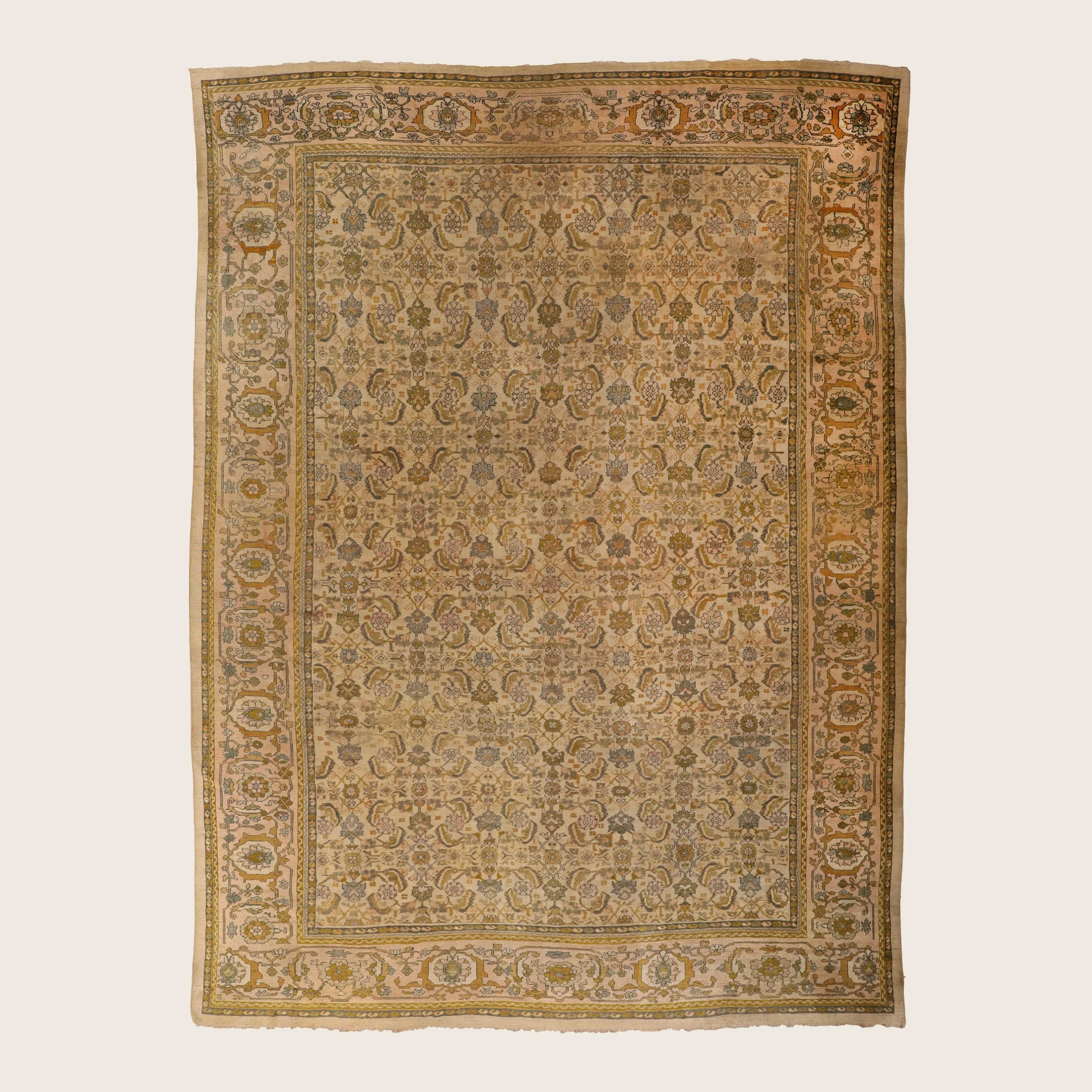 Gold Traditional Antique Persian Rug - 13'1" x 17'6"