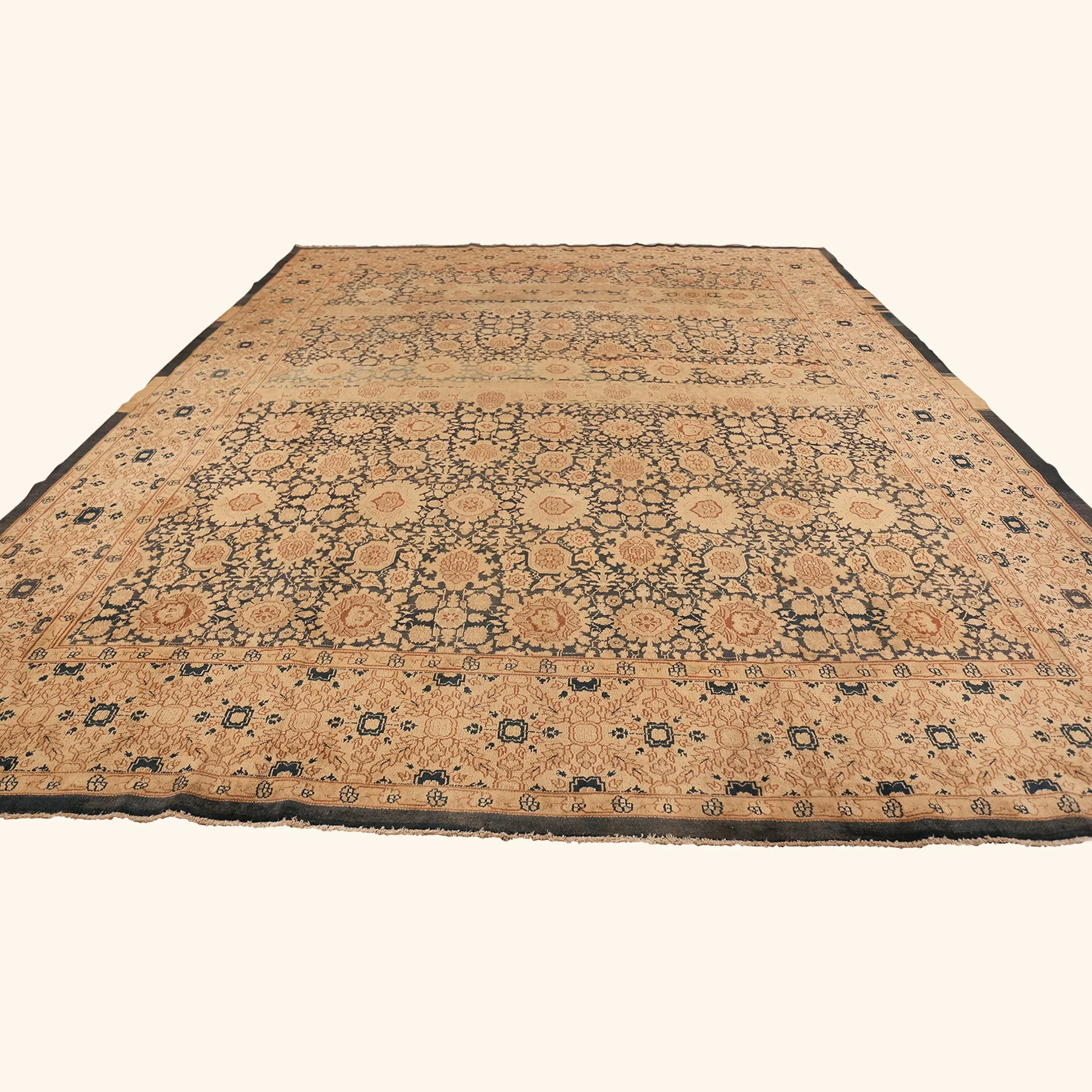 Beige Antique Traditional Persian Tabriz Rug - 10'3" x 12'6" - Image 11