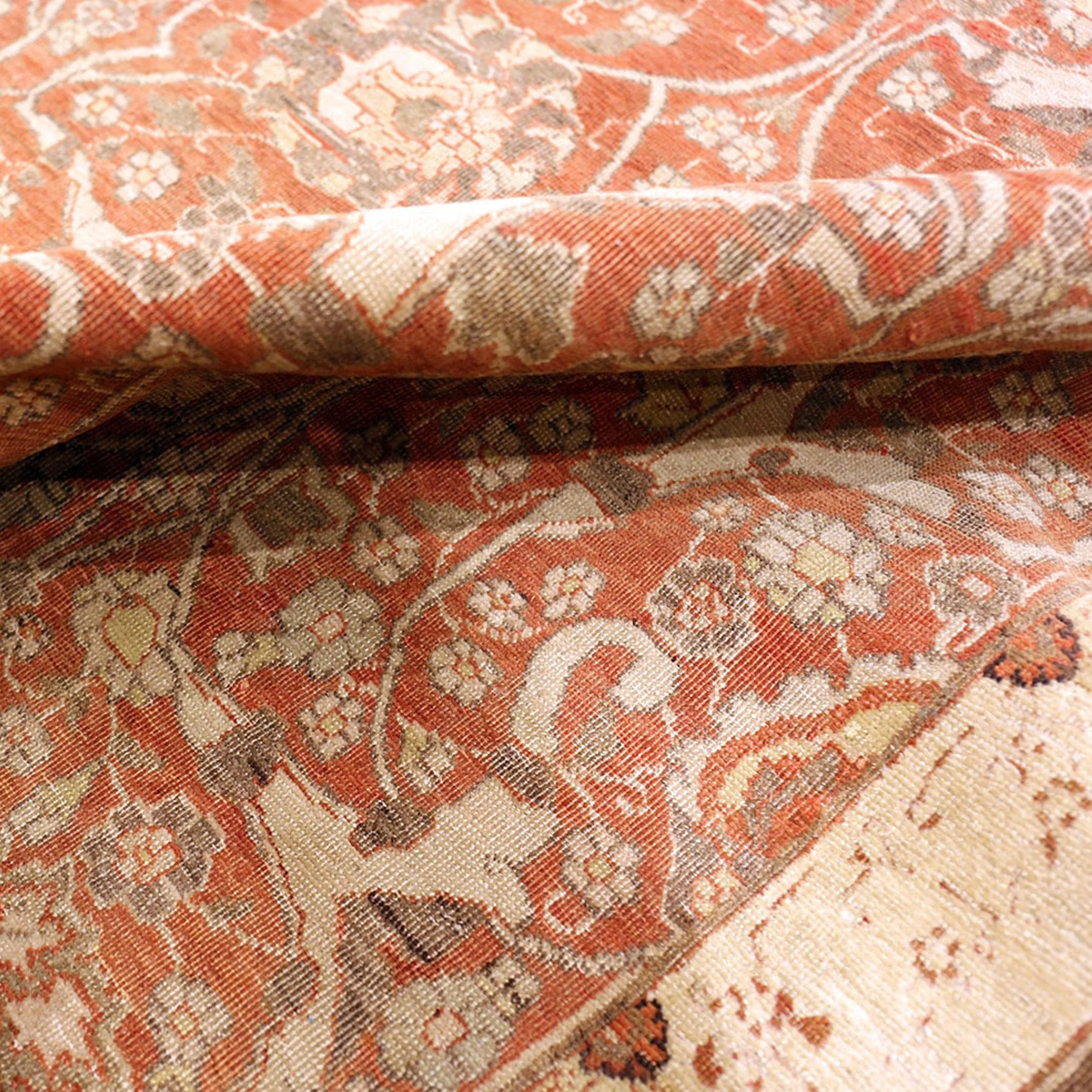 Red Antique Traditional Persian Tabriz Rug - 10'6" x 14'4" - Image 8