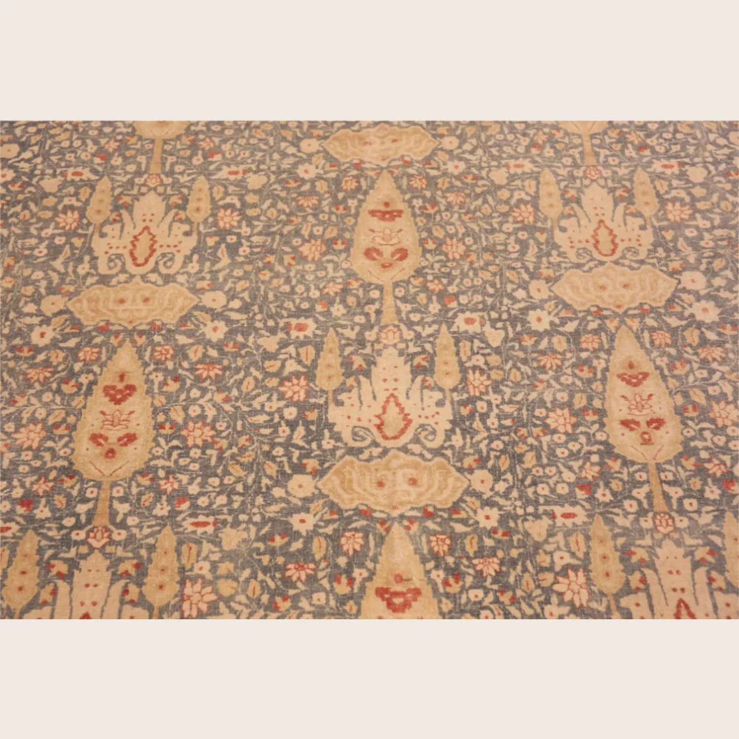 Blue & Red Antique Persian Tabriz Wool Rug - 7'8" x 10'1" - Image 2