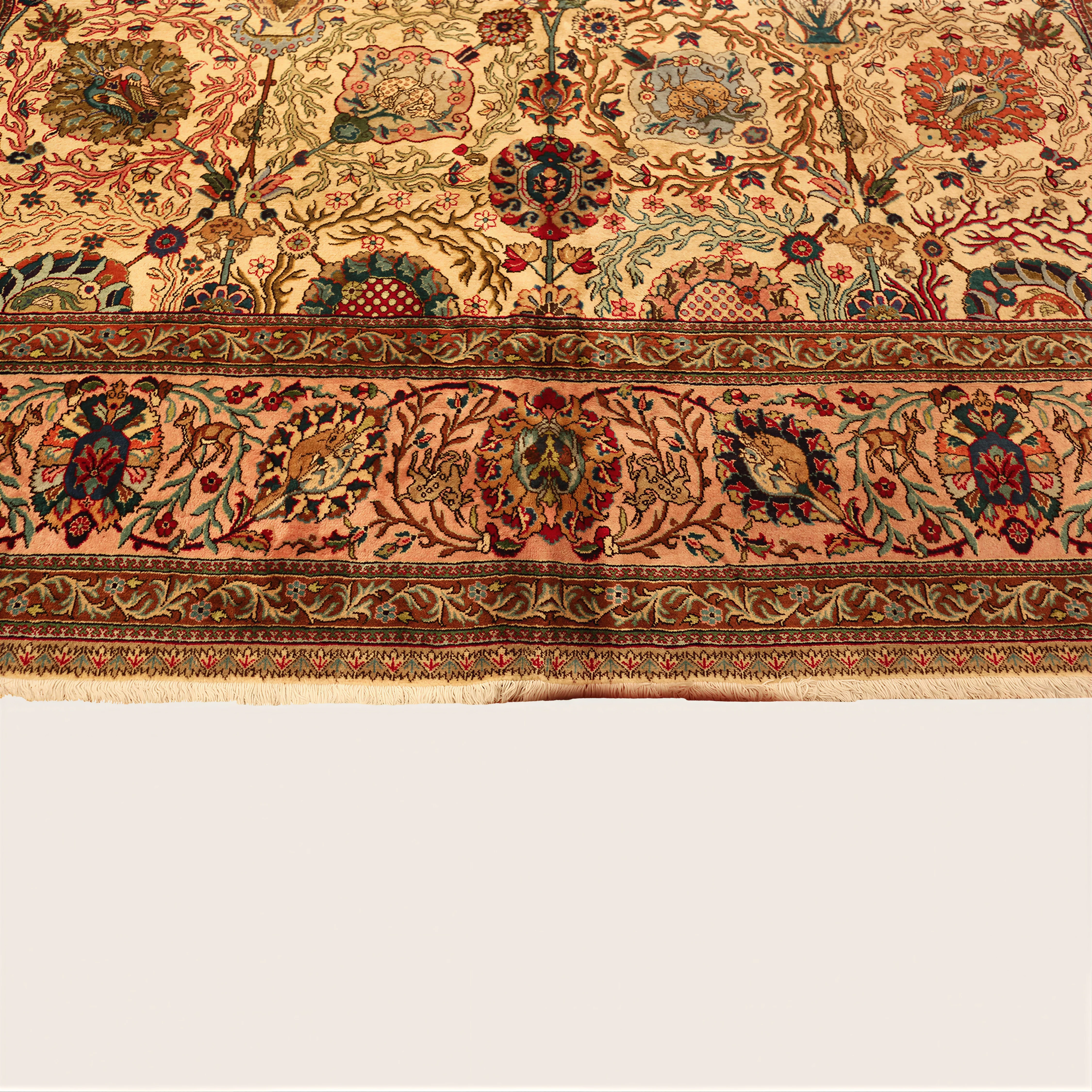 Red Antique Persian Tabriz Wool Rug - 11'1" x 16' - Image 10