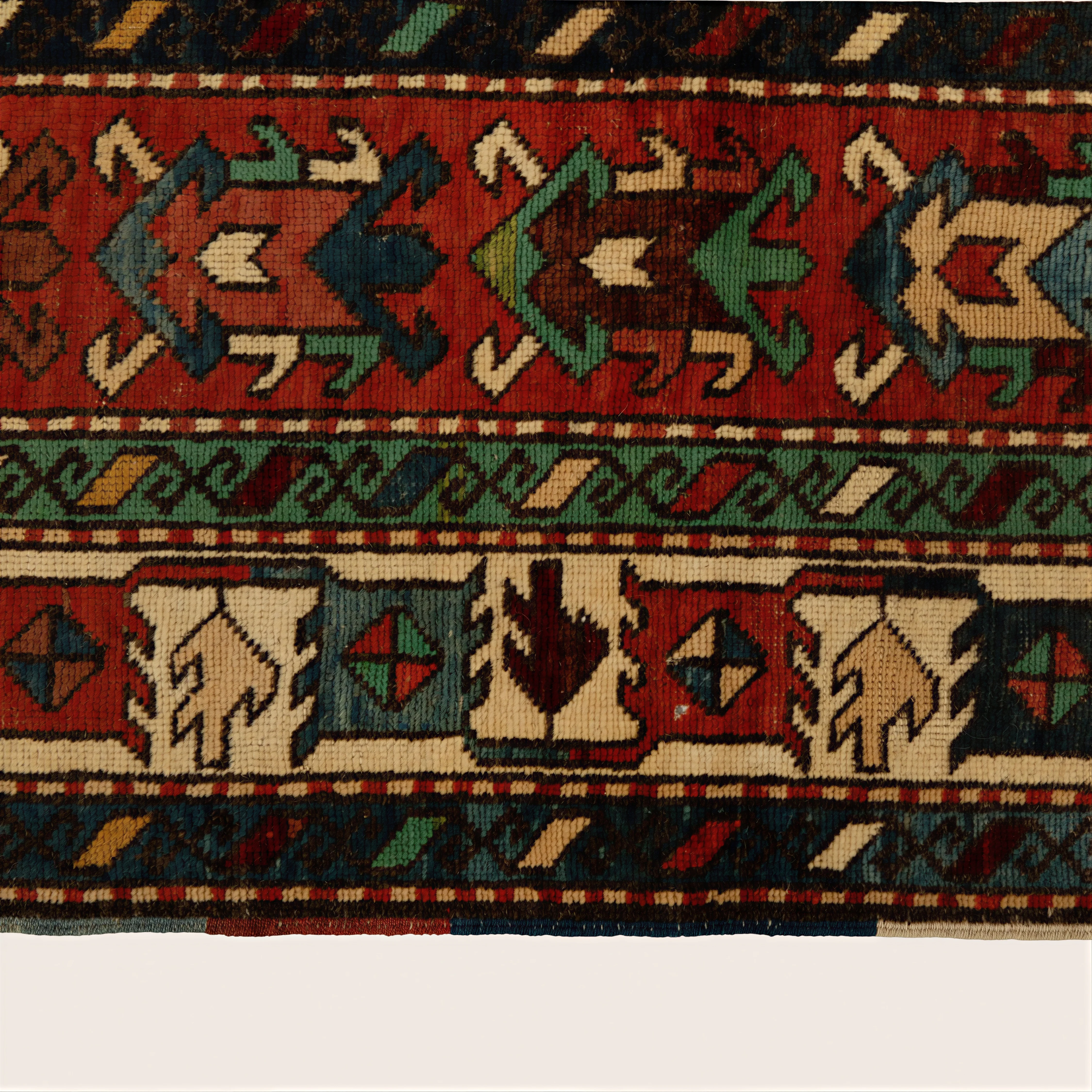 Blue & Red Antique Seychour Wool Rug - 3' x 4'7" - Image 5