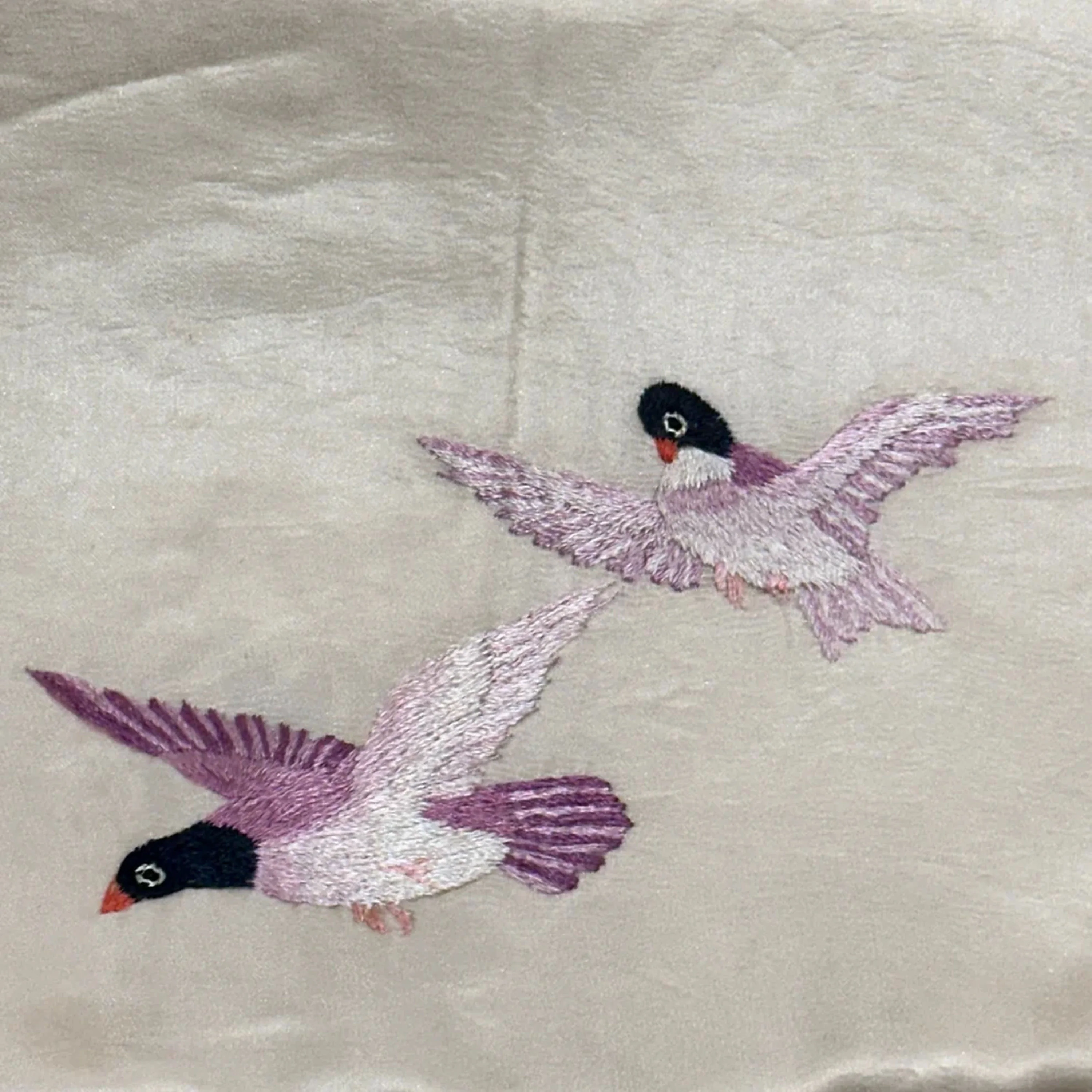 Antique Silk Embroidered Bird Lumbar Pillow - Image 17