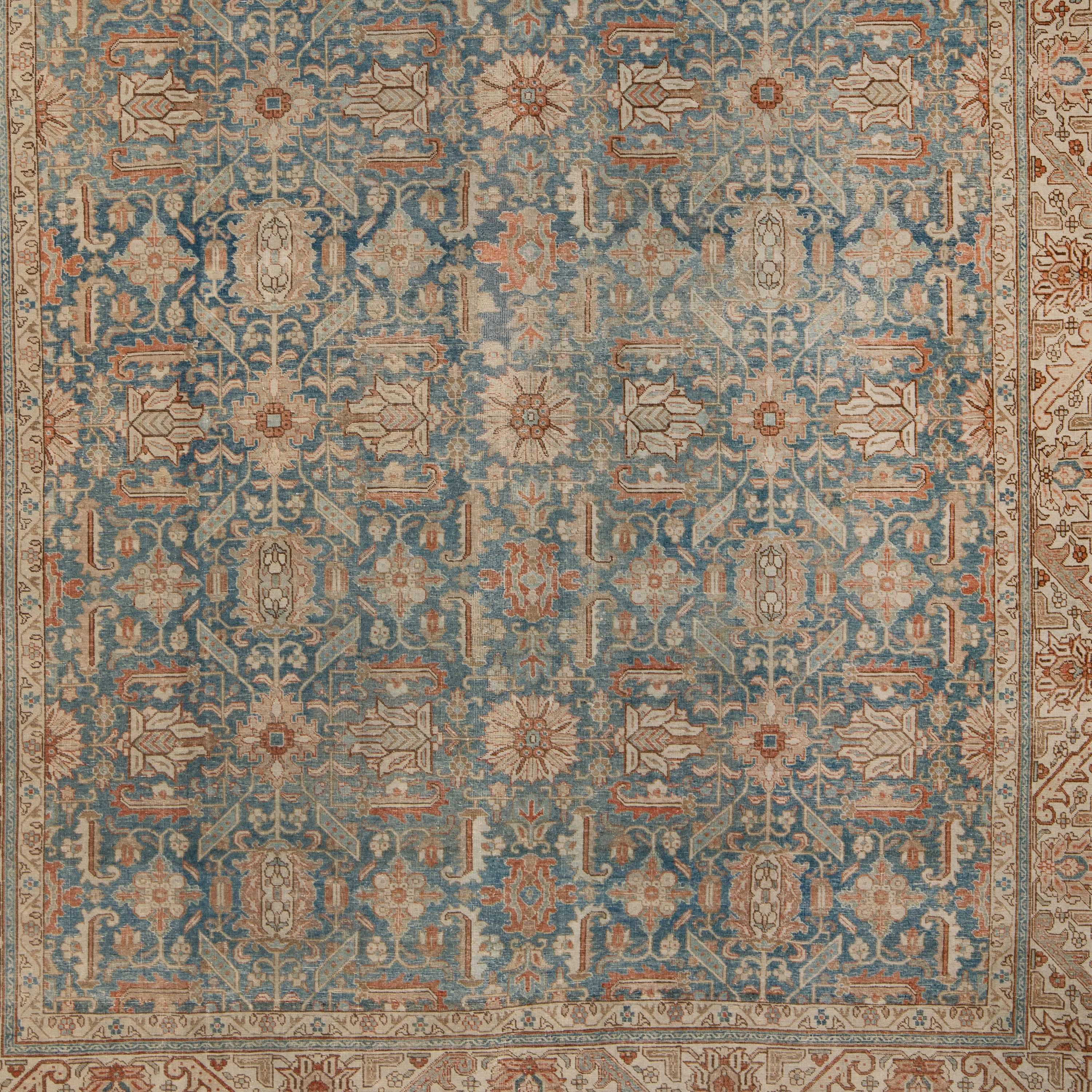 Blue Antique Traditional Tabriz Rug - 8'7" x 10'8" - Image 2