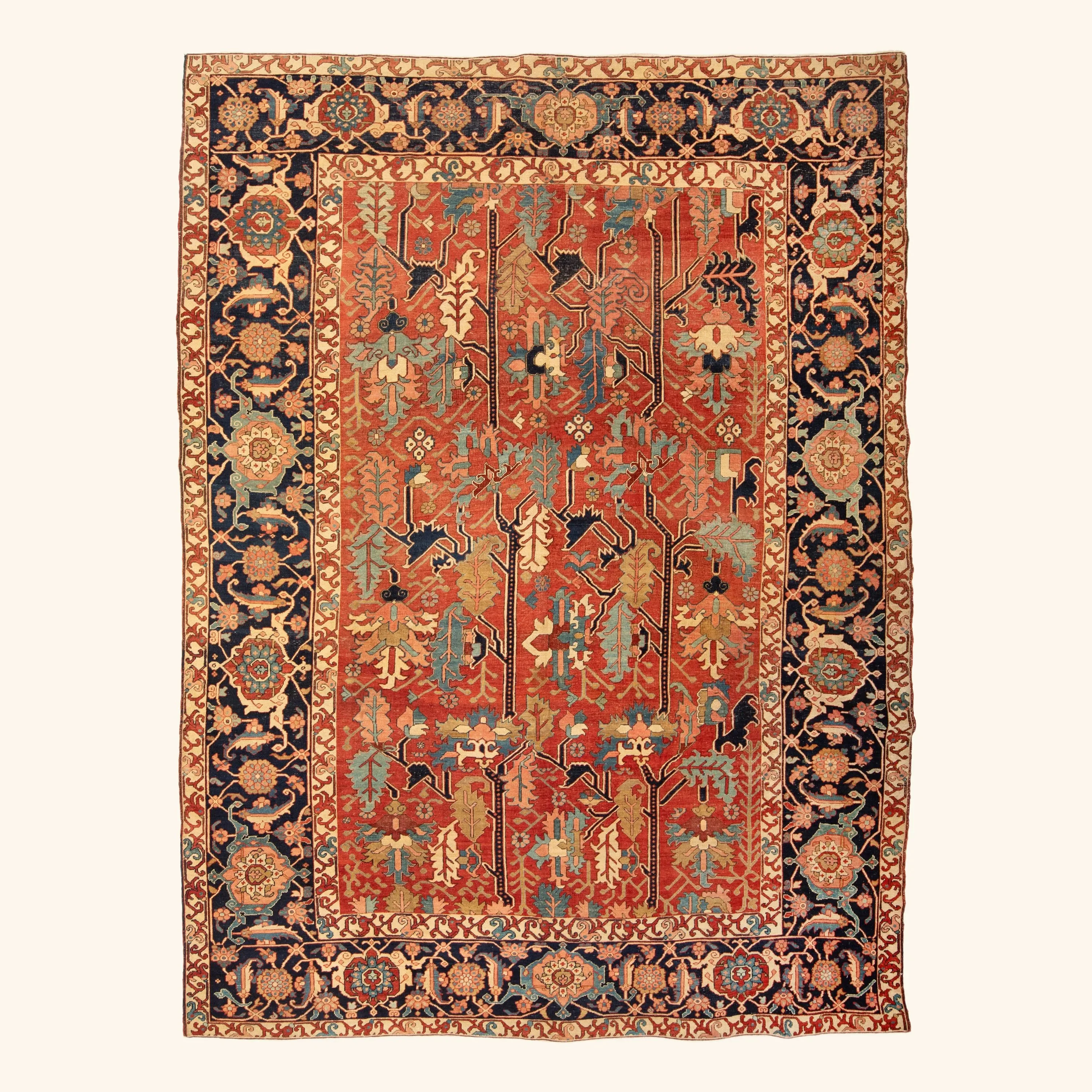 Red Antique Traditional Serapi Wool Rug - 11' x 14'
