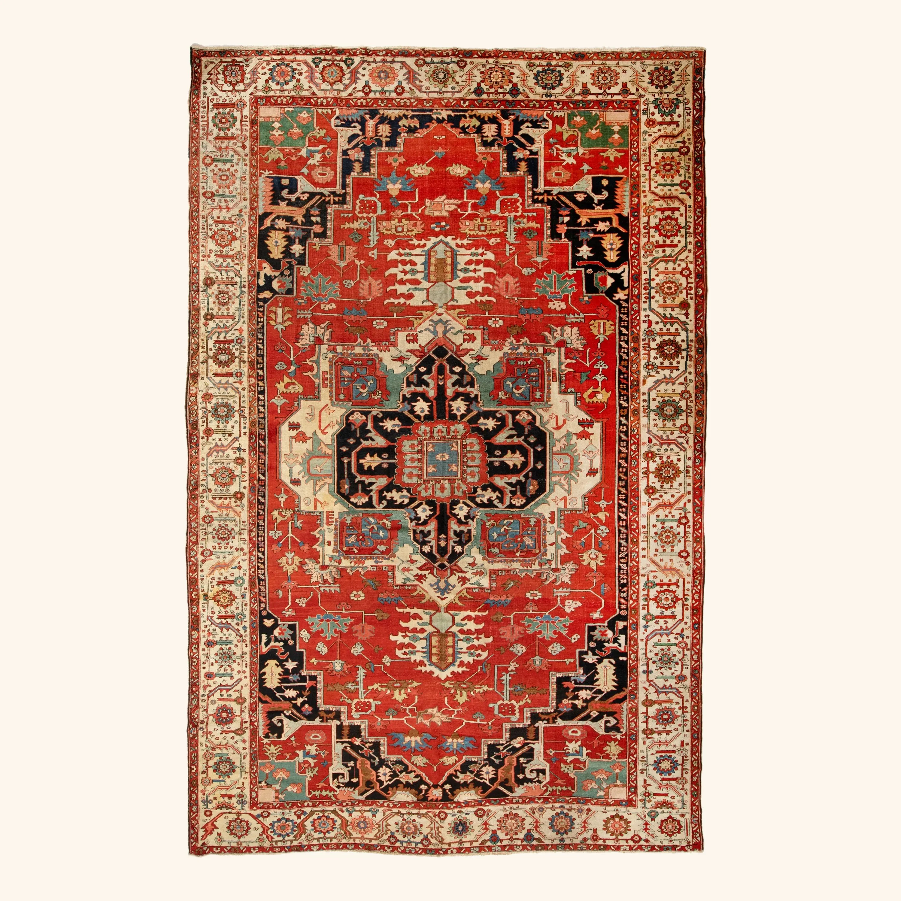 Red Antique Traditional Serapi Wool Rug - 11'6" x 17'6"