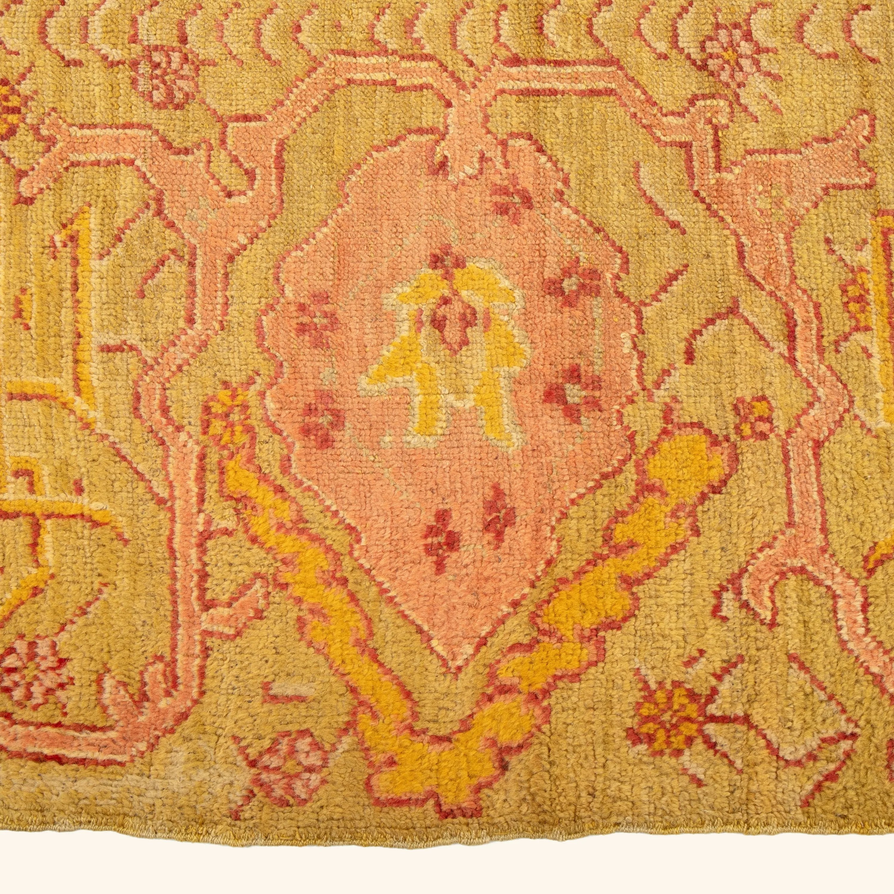 Yellow Antique Traditional Oushak Wool Rug - 12'3" x 13'5" - Image 5