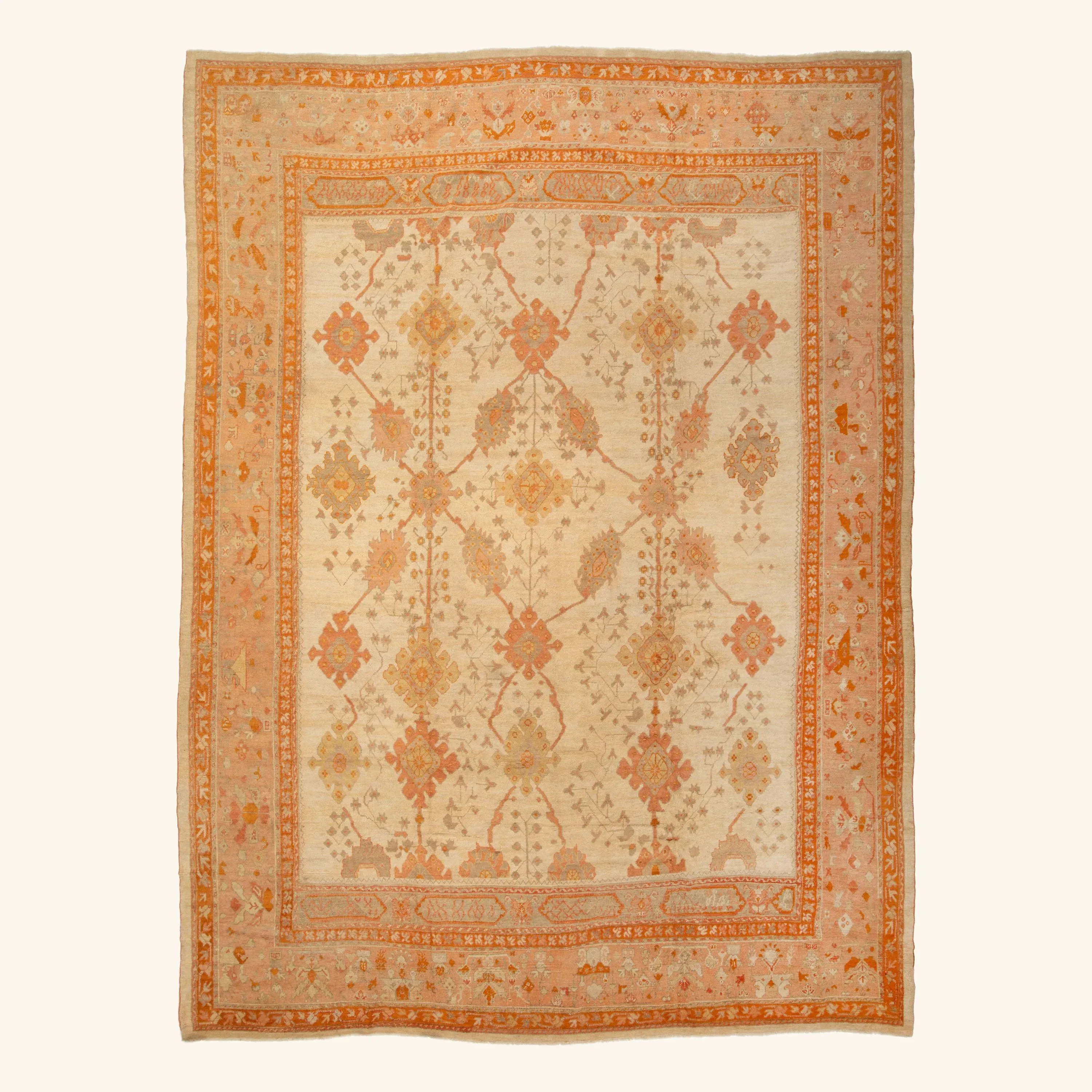 Orange Antique Traditional Oushak Wool Rug - 14' x 18'4"