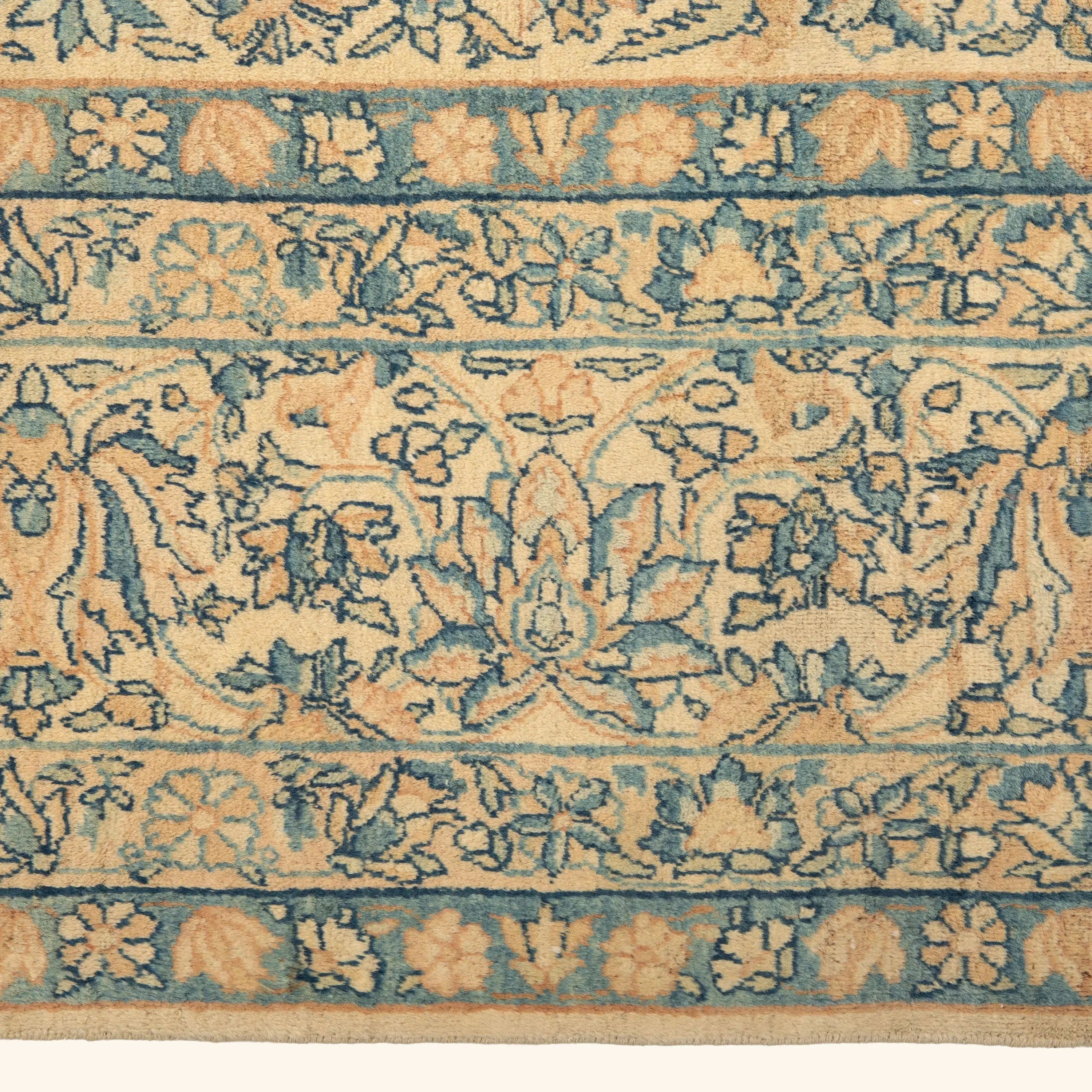 Blue Antique Traditional Kerman Wool Rug - 9' x 11'5" - Image 5