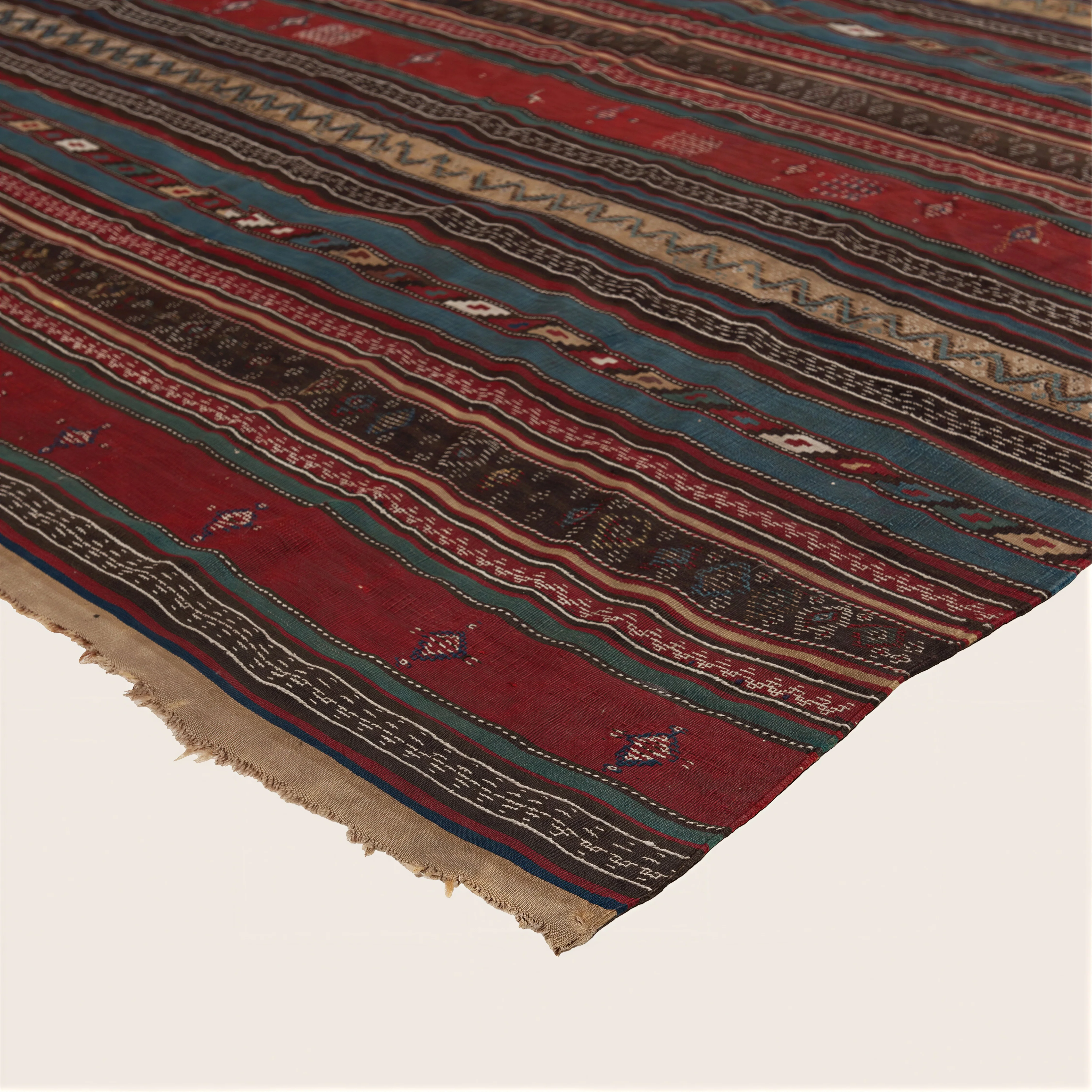 Multicolored Vintage Turkish Flatweave Wool Rug - 6' x 10' - Image 4