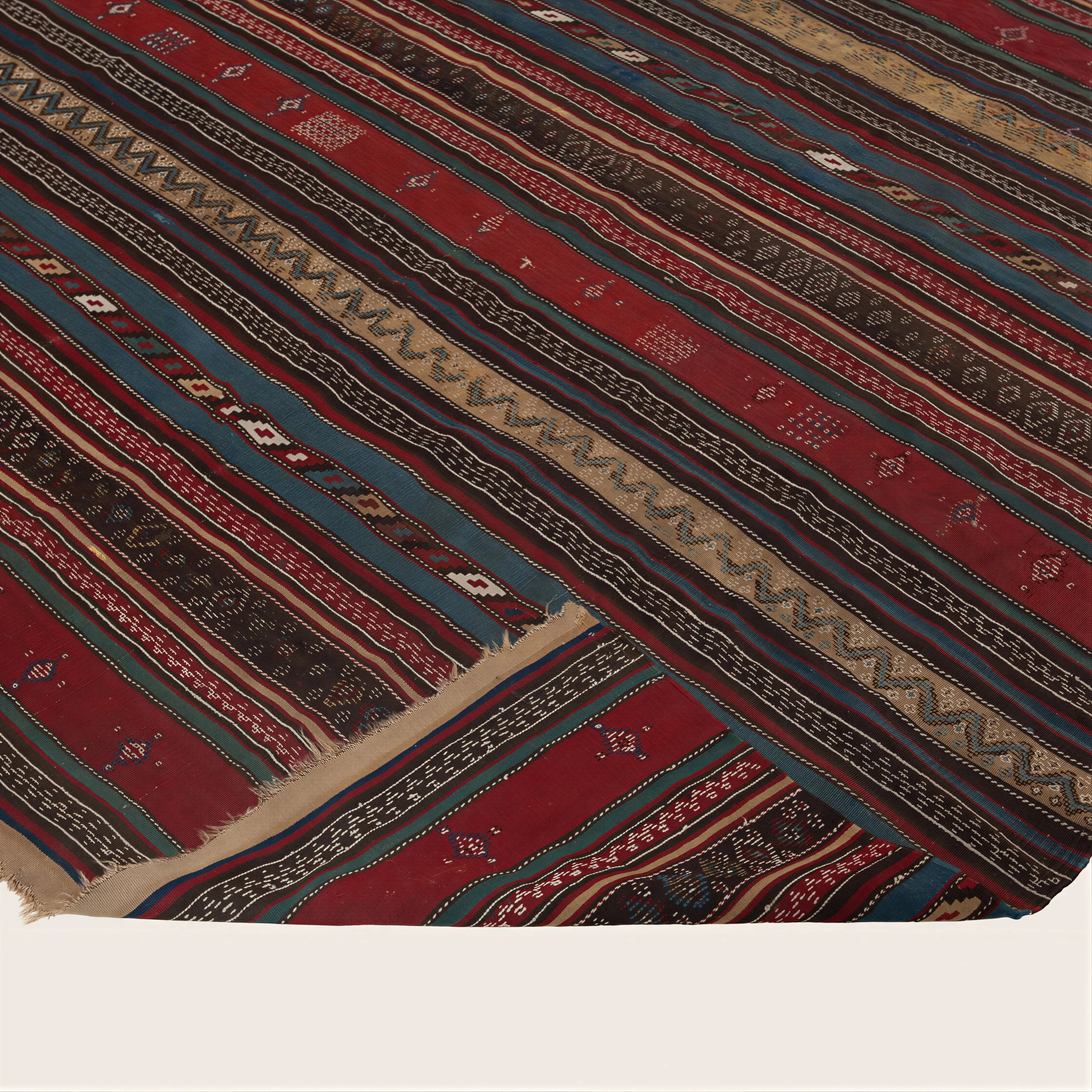 Multicolored Vintage Turkish Flatweave Wool Rug - 6' x 10' - Image 5