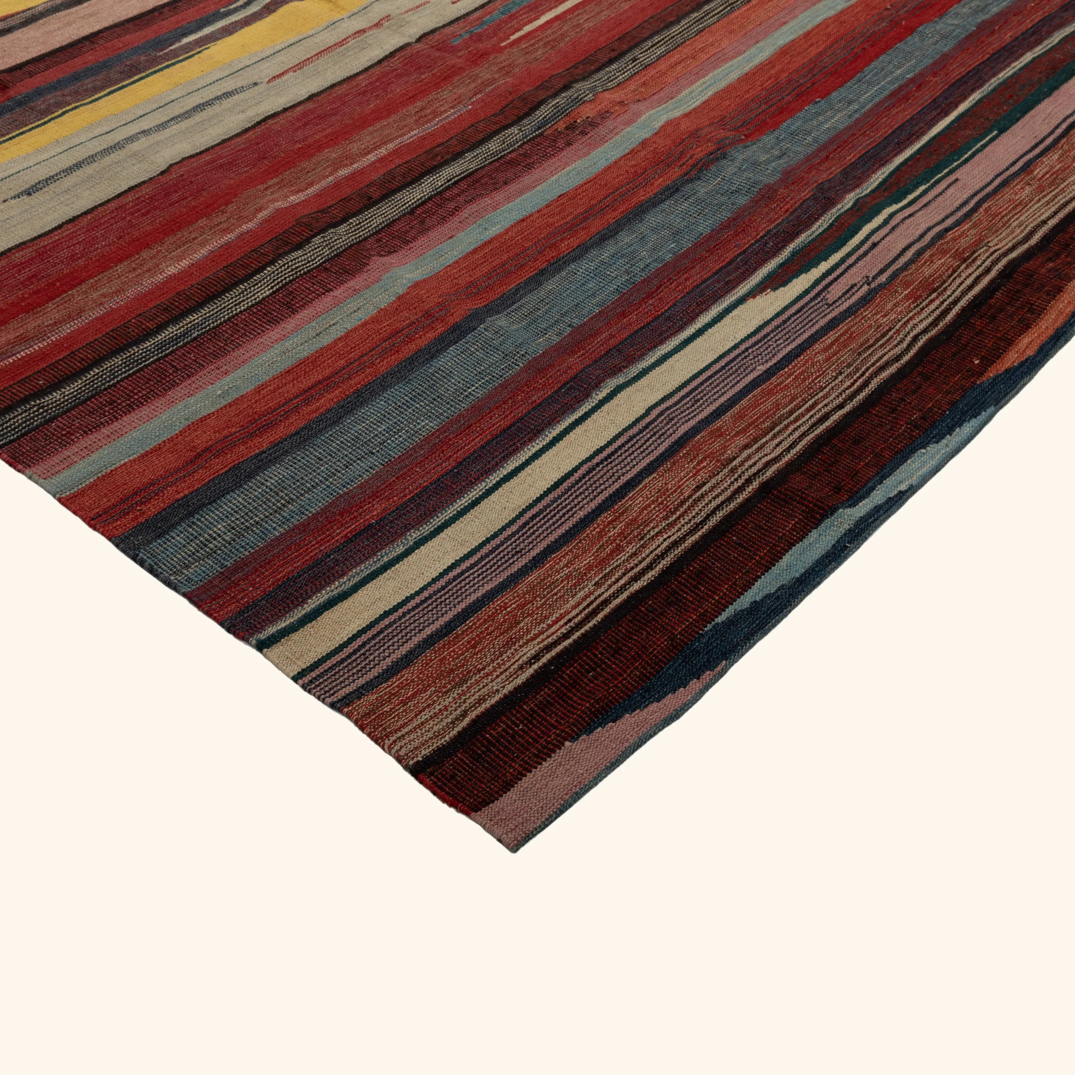 Multicolored Flatweave Wool Rug - 8'3" x 9'10" - Image 4