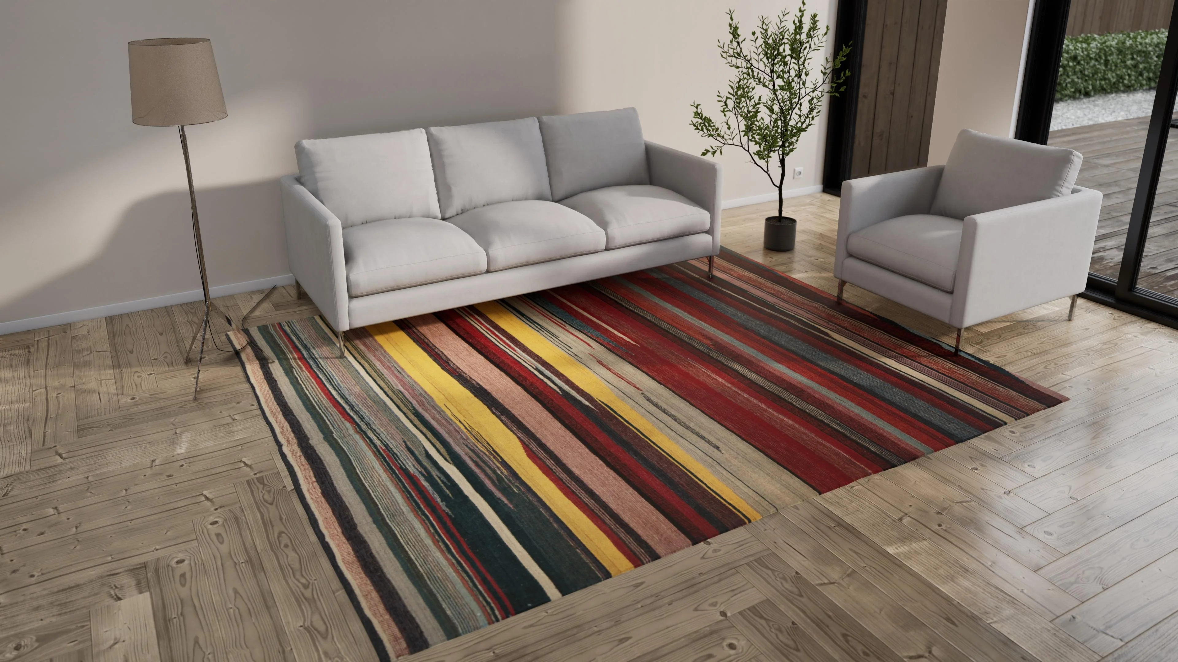 Multicolored Flatweave Wool Rug - 8'3" x 9'10" - Image 8